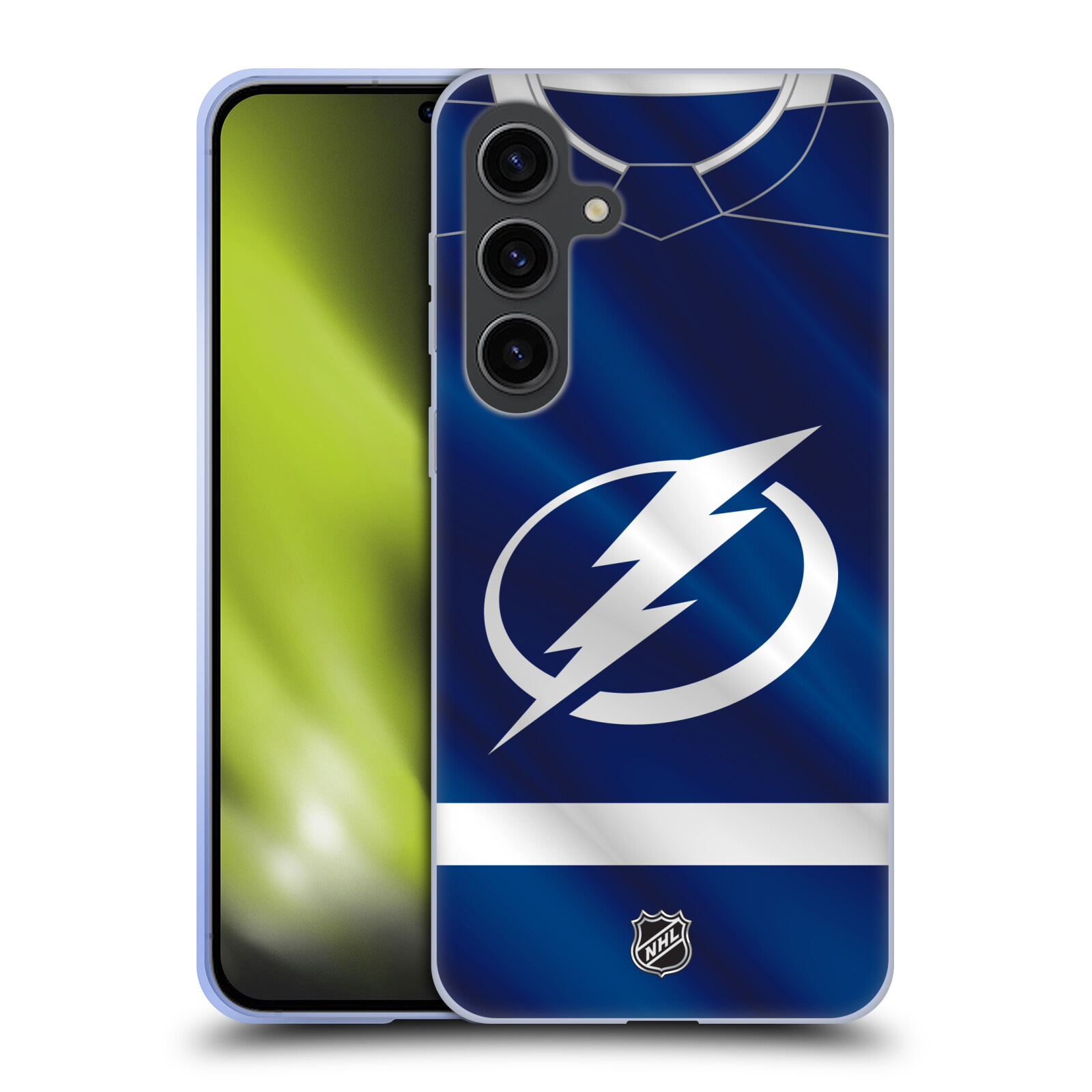 Silikonové lesklé pouzdro na mobil Samsung Galaxy S24 Plus - NHL - Dres Tampa Bay Lightning (Silikonový kryt, obal, pouzdro na mobilní telefon Samsung Galaxy S24 Plus s licencovaným motivem NHL - Dres Tampa Bay Lightning)