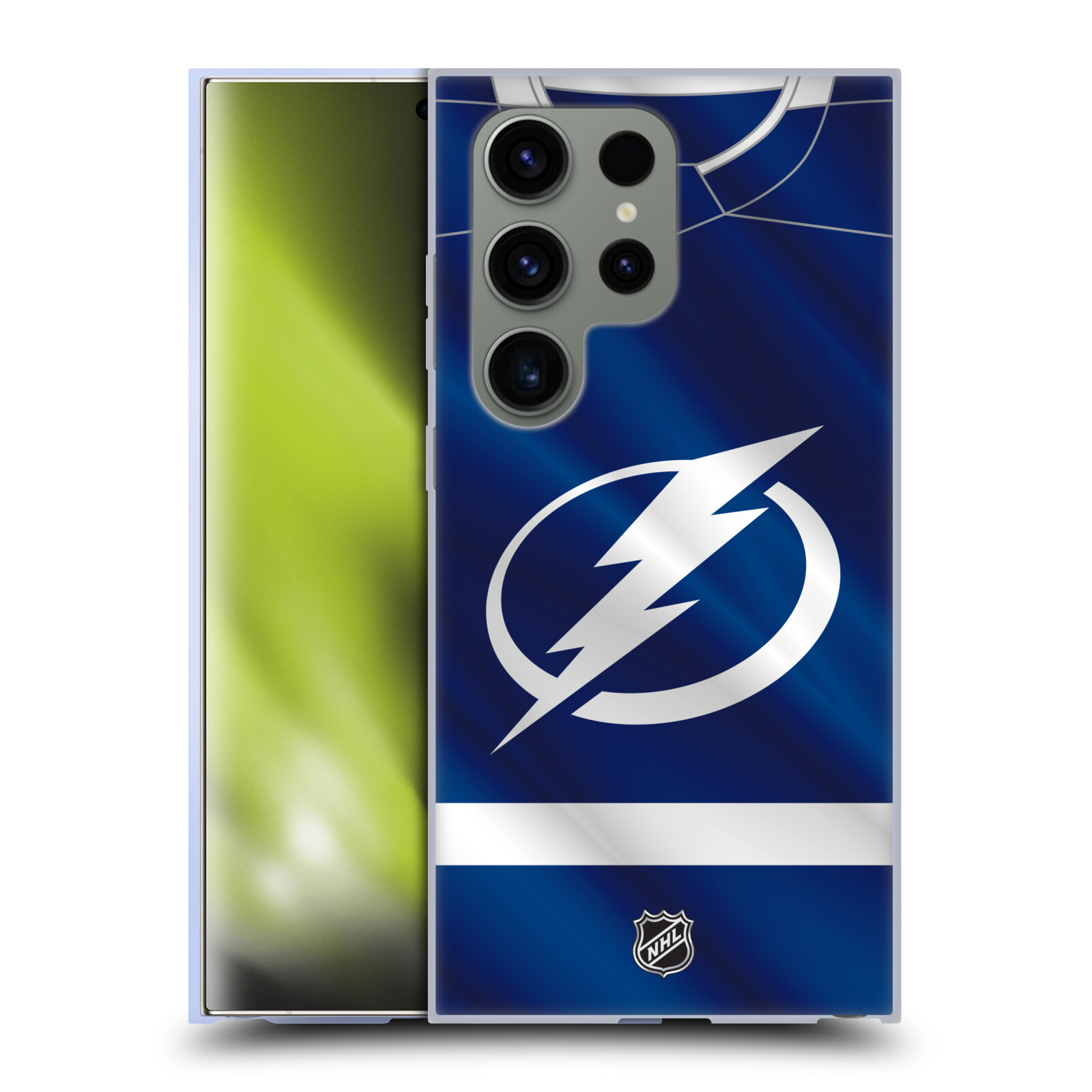 Silikonové lesklé pouzdro na mobil Samsung Galaxy S24 Ultra - NHL - Dres Tampa Bay Lightning (Silikonový kryt, obal, pouzdro na mobilní telefon Samsung Galaxy S24 Ultra s licencovaným motivem NHL - Dres Tampa Bay Lightning)