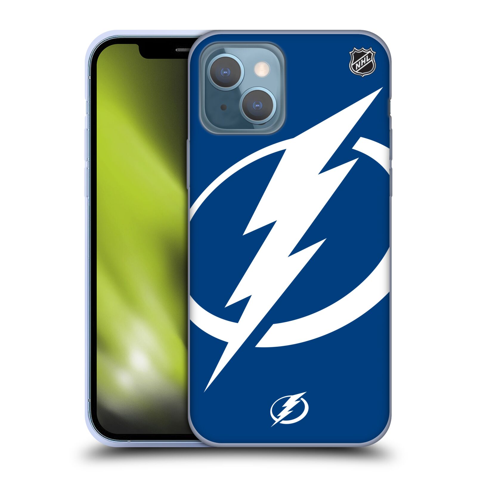Silikonové pouzdro na mobil Apple iPhone 13 - NHL - Velké logo Tampa Bay Lightning (Silikonový kryt, obal, pouzdro na mobilní telefon Apple iPhone 13 s licencovaným motivem NHL - Velké logo Tampa Bay Lightning)
