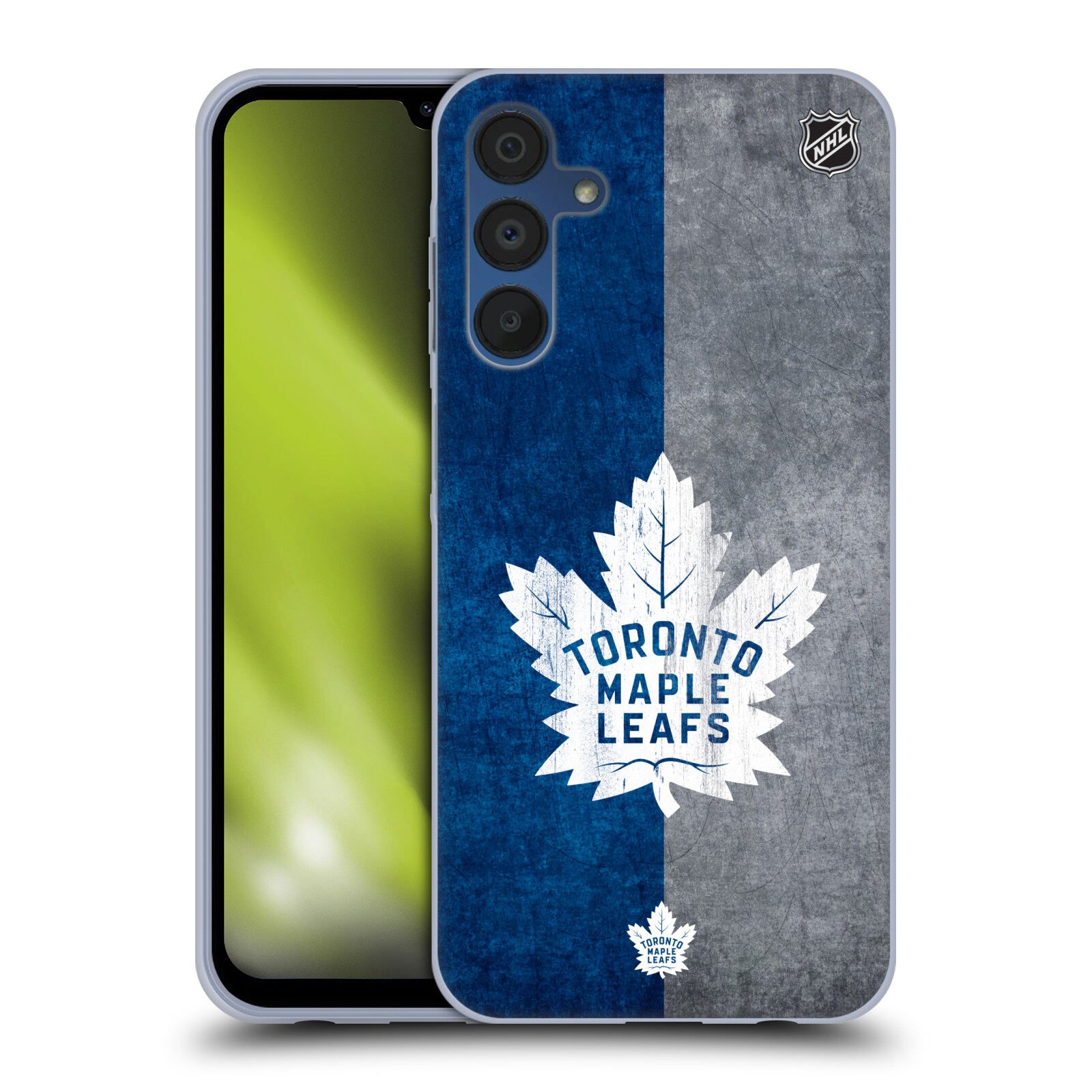 Silikonové pouzdro na mobil Samsung Galaxy A15 / A15 5G - NHL - Půlené logo Toronto Maple Leafs (Silikonový kryt, obal, pouzdro na mobilní telefon Samsung Galaxy A15 / A15 5G s licencovaným motivem NHL - Půlené logo Toronto Maple Leafs)