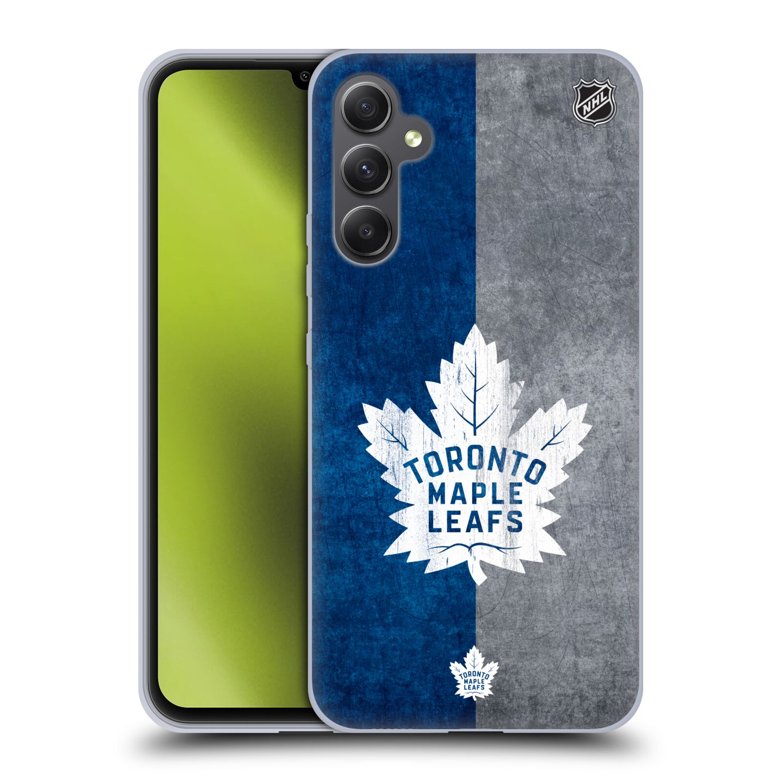 Silikonové pouzdro na mobil Samsung Galaxy A34 5G - NHL - Půlené logo Toronto Maple Leafs (Silikonový kryt, obal, pouzdro na mobilní telefon Samsung Galaxy A34 5G s licencovaným motivem NHL - Půlené logo Toronto Maple Leafs)