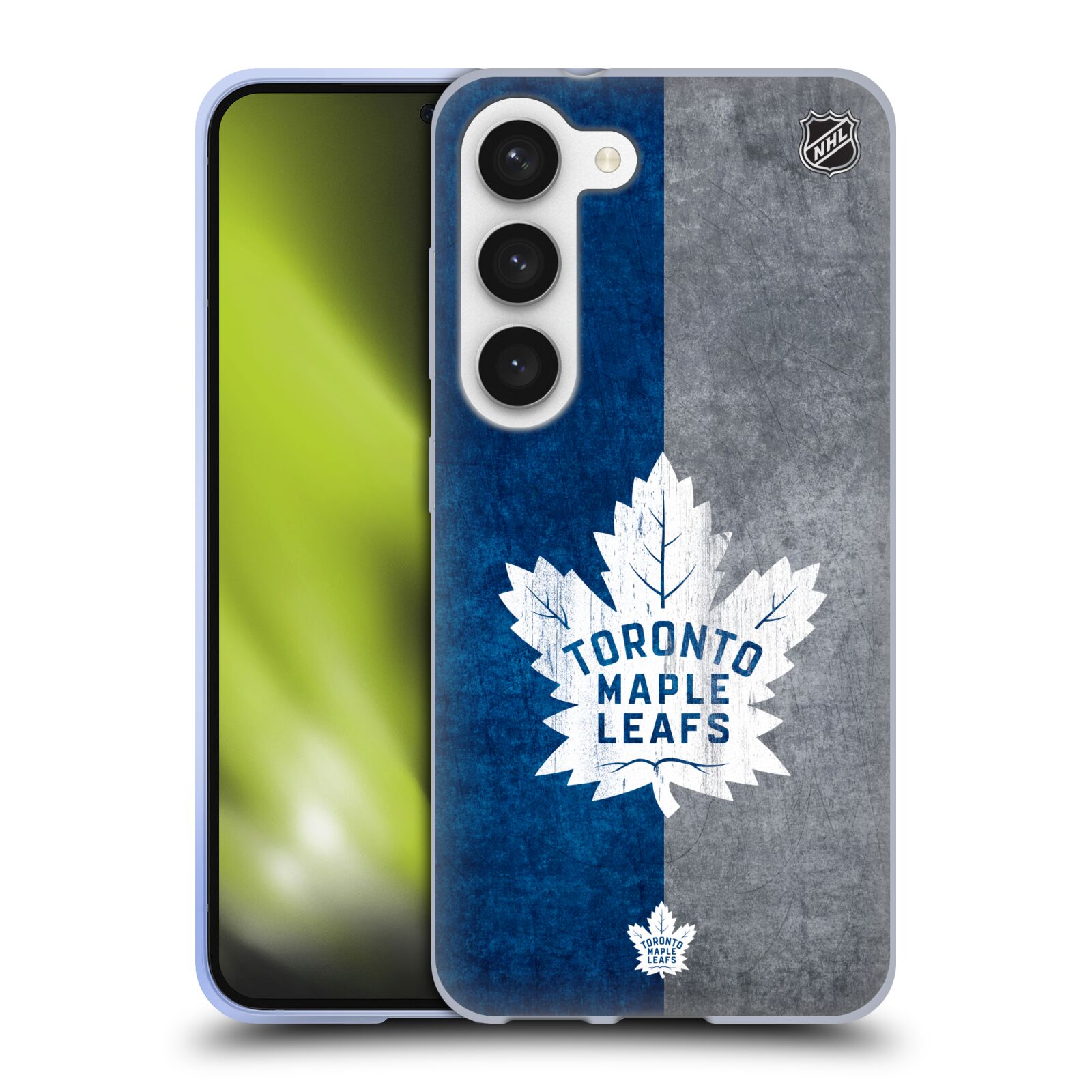 Silikonové pouzdro na mobil Samsung Galaxy S23 - NHL - Půlené logo Toronto Maple Leafs (Silikonový kryt, obal, pouzdro na mobilní telefon Samsung Galaxy S23 s licencovaným motivem NHL - Půlené logo Toronto Maple Leafs)
