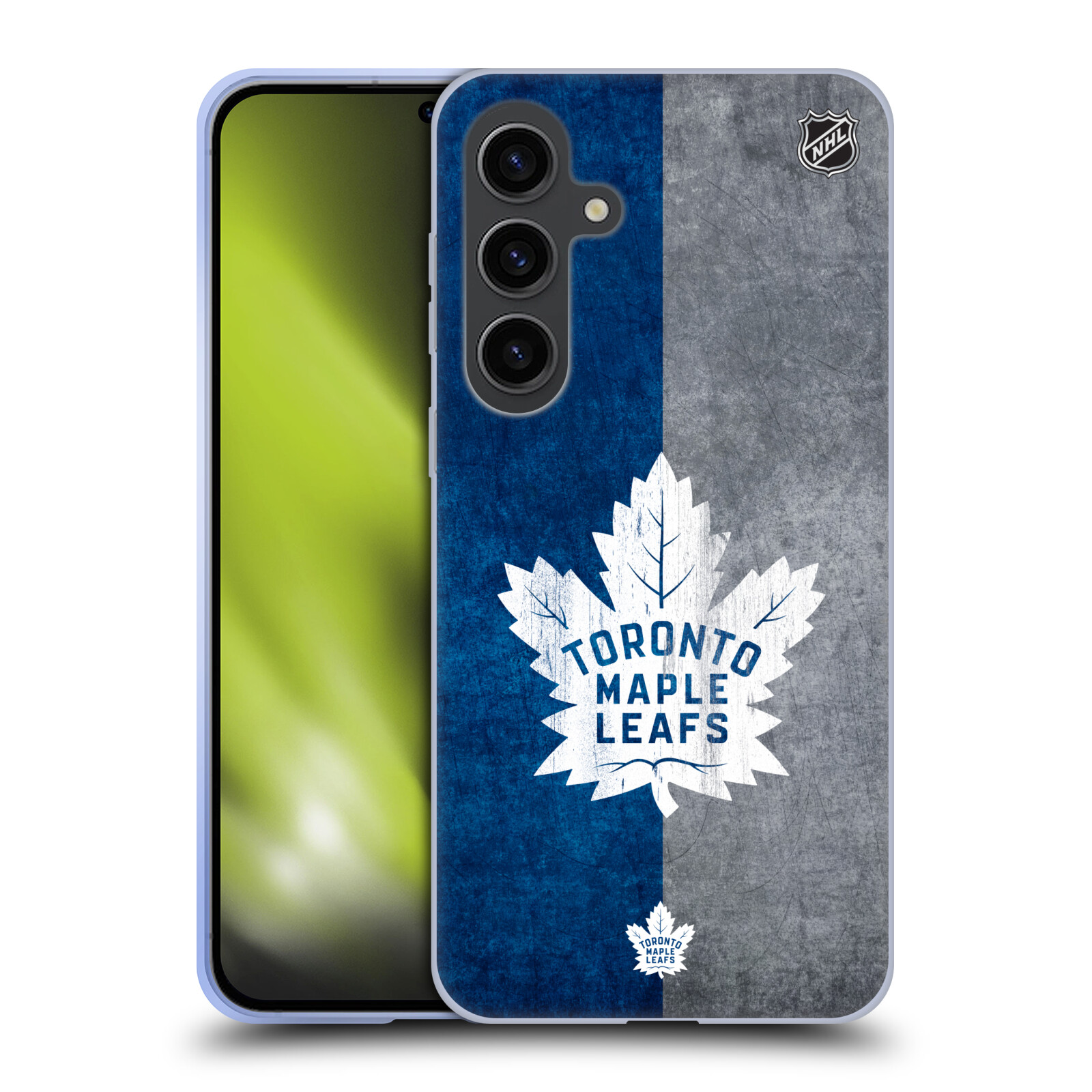 Silikonové lesklé pouzdro na mobil Samsung Galaxy S24 Plus - NHL - Půlené logo Toronto Maple Leafs (Silikonový kryt, obal, pouzdro na mobilní telefon Samsung Galaxy S24 Plus s licencovaným motivem NHL - Půlené logo Toronto Maple Leafs)