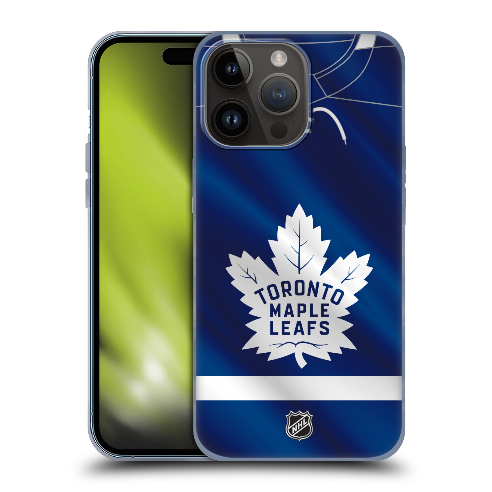 Silikonové lesklé pouzdro na mobil Apple iPhone 15 Pro Max - NHL - Dres Toronto Maple Leafs (Silikonový lesklý kryt, obal, pouzdro na mobilní telefon Apple iPhone 15 Pro Max s licencovaným motivem NHL - Dres Toronto Maple Leafs)