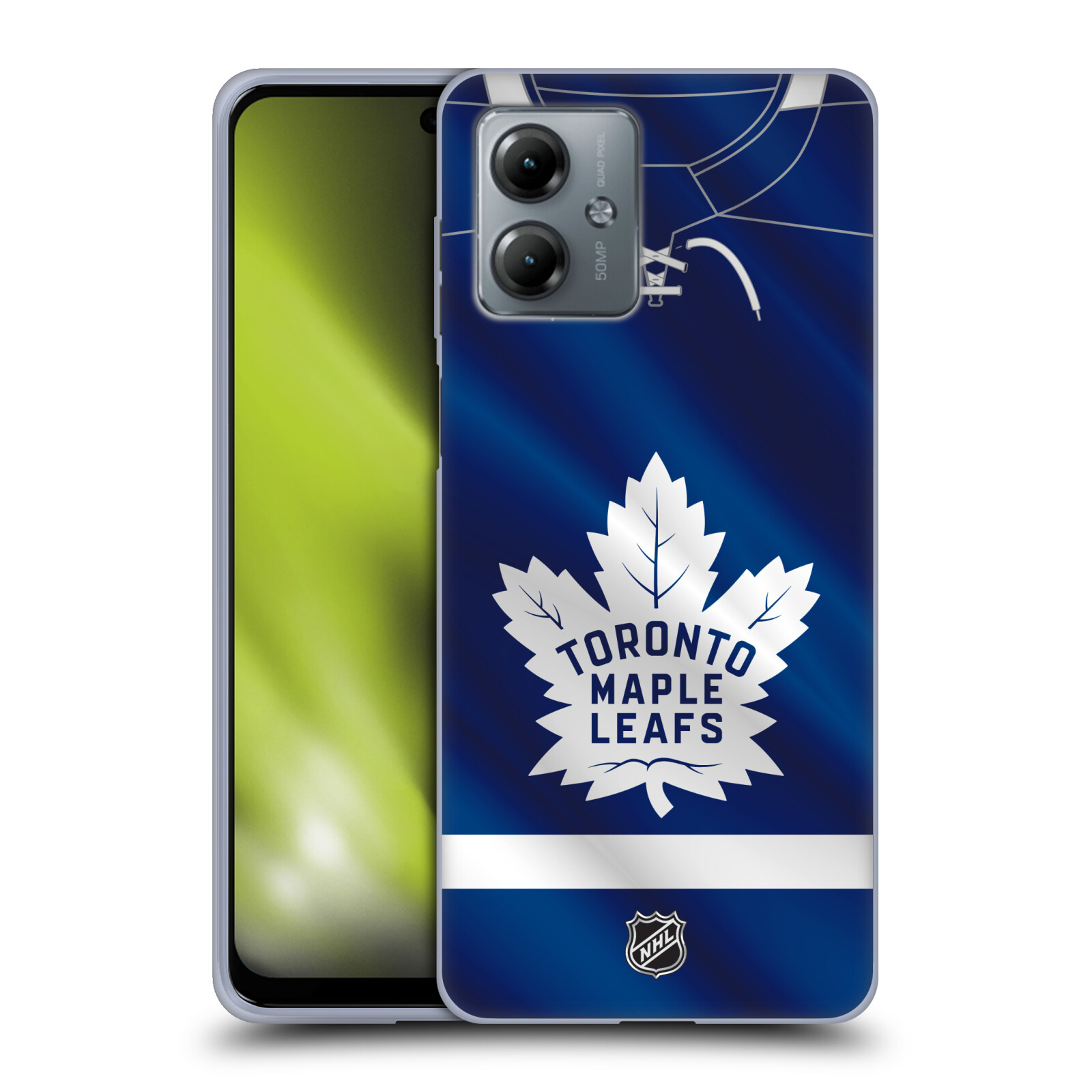 Silikonové pouzdro na mobil Motorola Moto G14 - NHL - Dres Toronto Maple Leafs (Silikonový kryt, obal, pouzdro na mobilní telefon Motorola Moto G14 s licencovaným motivem NHL - Dres Toronto Maple Leafs)