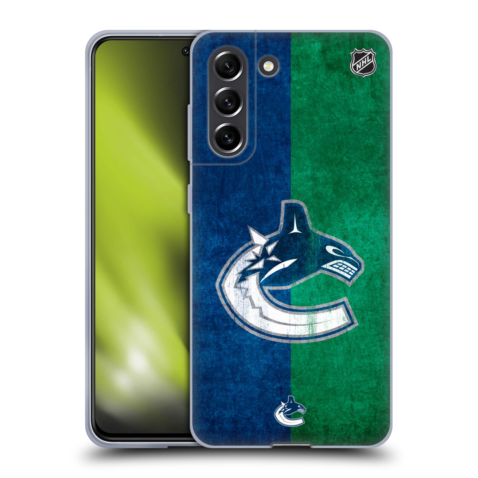 Silikonové pouzdro na mobil Samsung Galaxy S21 FE 5G - NHL - Půlené logo Vancouver Canucks (Silikonový kryt, obal, pouzdro na mobilní telefon Samsung Galaxy S21 FE 5G s licencovaným motivem NHL - Půlené logo Vancouver Canucks)