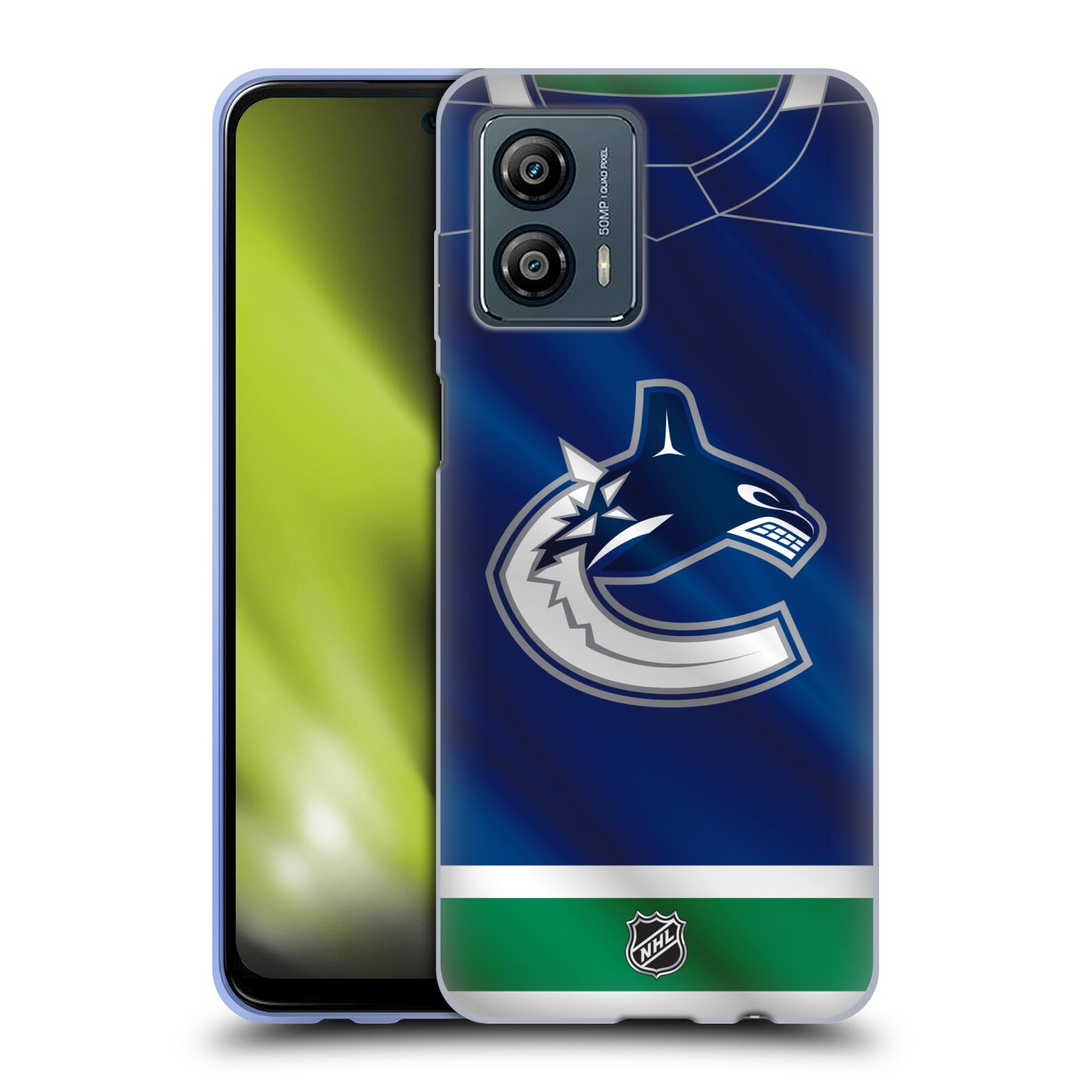 Silikonové pouzdro na mobil Motorola Moto G53 5G - NHL - Dres Vancouver Canucks (Silikonový kryt, obal, pouzdro na mobilní telefon Motorola Moto G53 5G s licencovaným motivem NHL - Dres Vancouver Canucks)