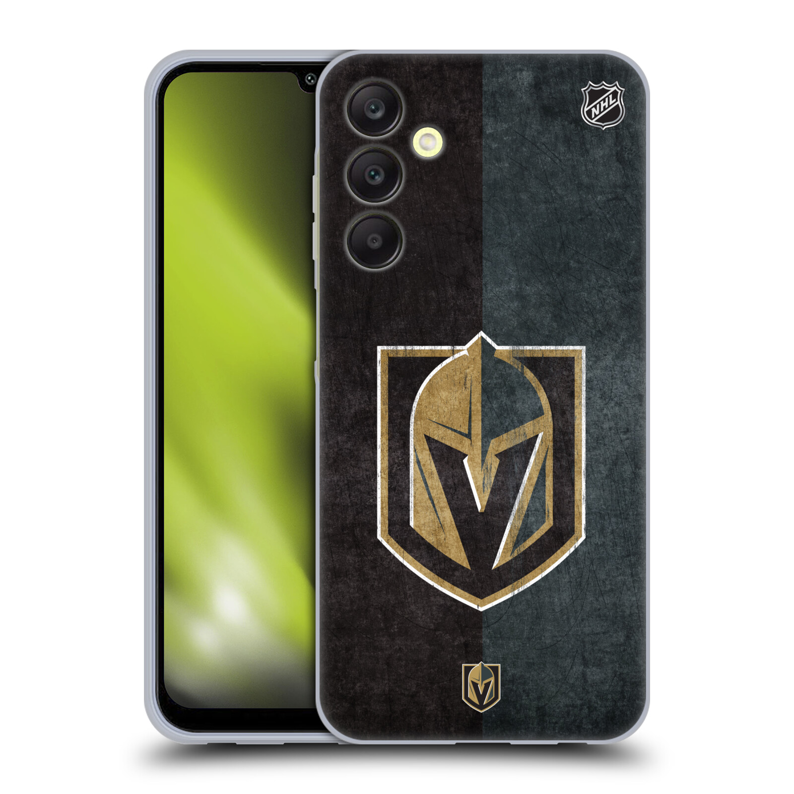 Silikonové pouzdro na mobil Samsung Galaxy A25 5G - NHL - Půlené logo Vegas Golden Knights (Silikonový kryt, obal, pouzdro na mobilní telefon Samsung Galaxy A25 5G s licencovaným motivem NHL - Půlené logo Vegas Golden Knights)