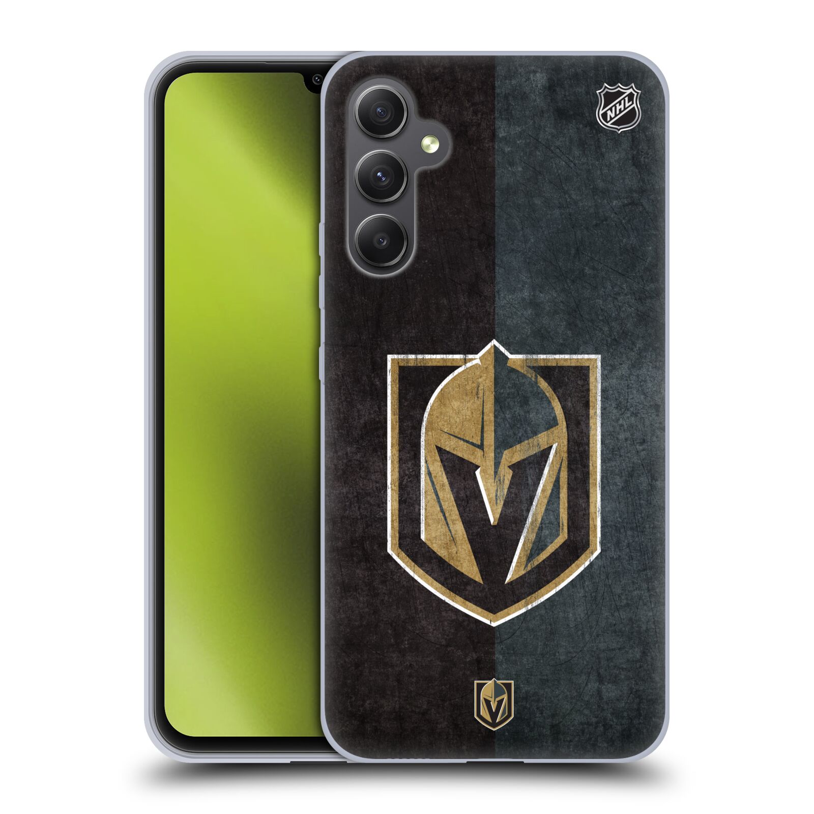 Silikonové pouzdro na mobil Samsung Galaxy A34 5G - NHL - Půlené logo Vegas Golden Knights (Silikonový kryt, obal, pouzdro na mobilní telefon Samsung Galaxy A34 5G s licencovaným motivem NHL - Půlené logo Vegas Golden Knights)