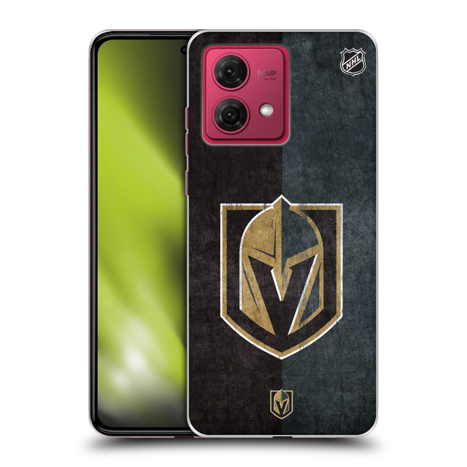 Silikonové pouzdro na mobil Motorola Moto G84 5G - NHL - Půlené logo Vegas Golden Knights (Silikonový kryt, obal, pouzdro na mobilní telefon Motorola Moto G84 5G s licencovaným motivem NHL - Půlené logo Vegas Golden Knights)