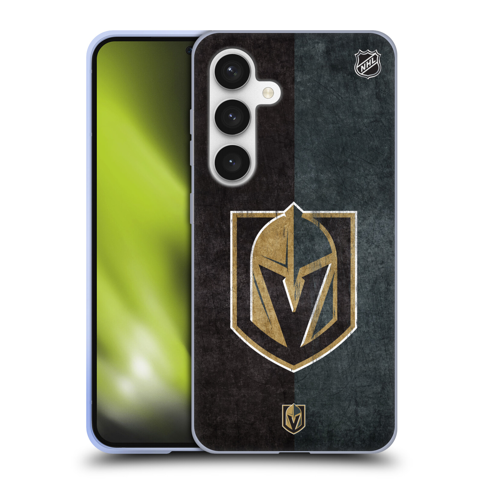 Silikonové lesklé pouzdro na mobil Samsung Galaxy S24 - NHL - Půlené logo Vegas Golden Knights (Silikonový kryt, obal, pouzdro na mobilní telefon Samsung Galaxy S24 s licencovaným motivem NHL - Půlené logo Vegas Golden Knights)