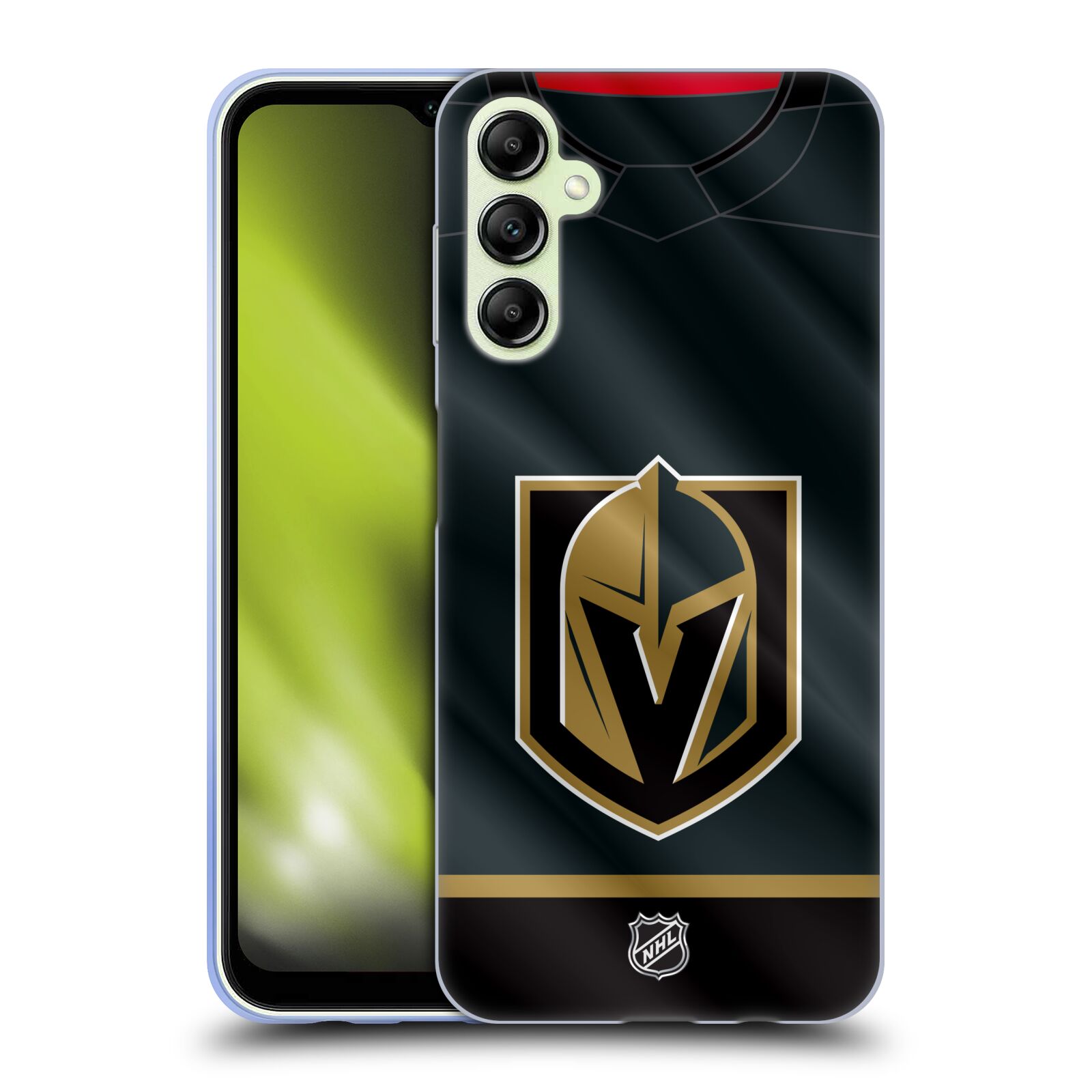 Silikonové pouzdro na mobil Samsung Galaxy A14 5G / LTE - NHL - Dres Vegas Golden Knights (Silikonový kryt, obal, pouzdro na mobilní telefon Samsung Galaxy A14 5G / LTE s licencovaným motivem NHL - Dres Vegas Golden Knights)