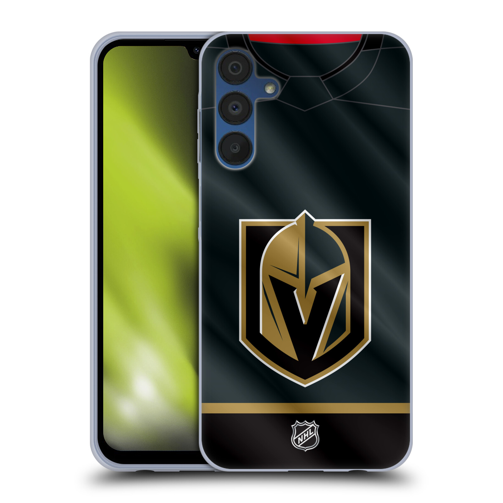 Silikonové pouzdro na mobil Samsung Galaxy A15 / A15 5G - NHL - Dres Vegas Golden Knights (Silikonový kryt, obal, pouzdro na mobilní telefon Samsung Galaxy A15 / A15 5G s licencovaným motivem NHL - Dres Vegas Golden Knights)