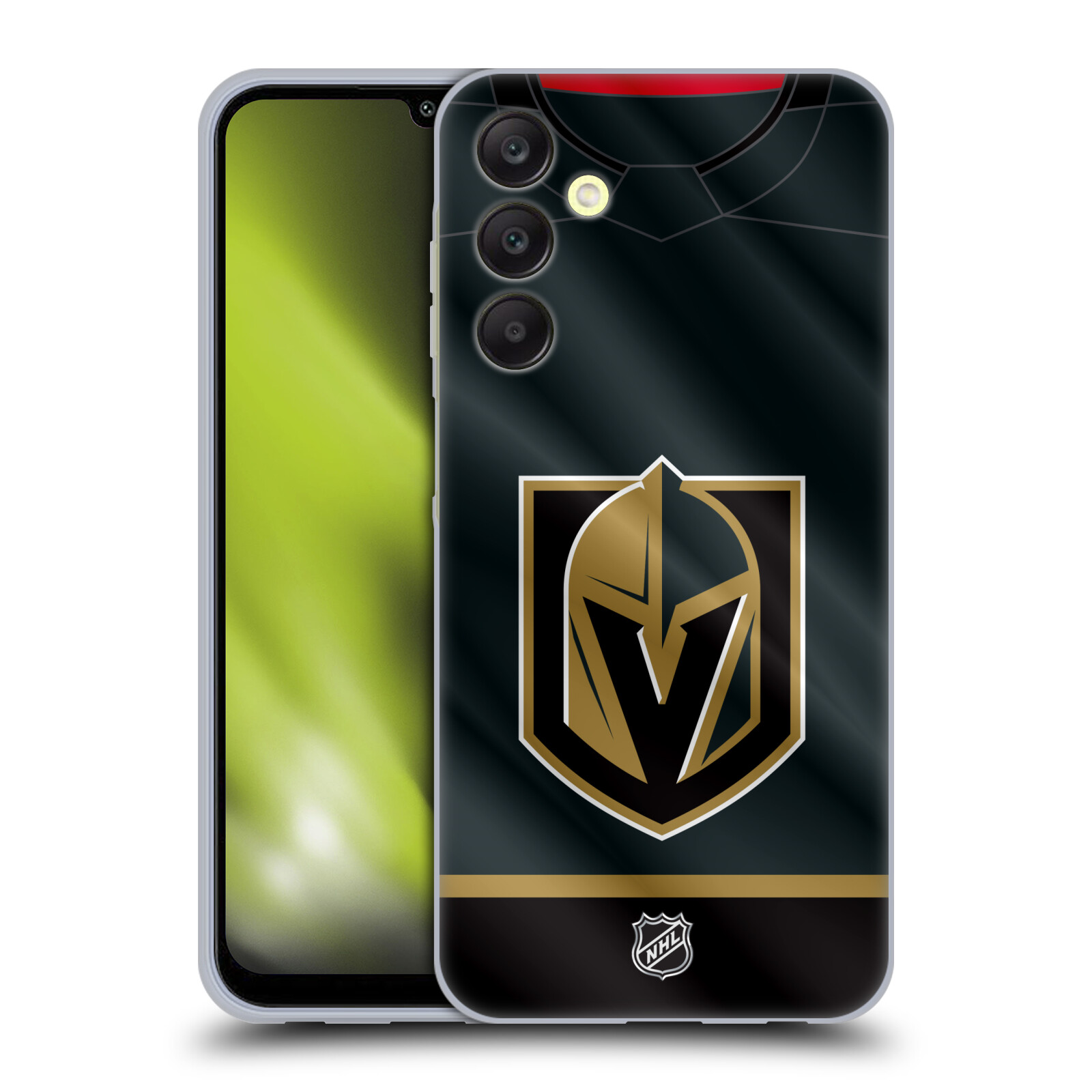 Silikonové pouzdro na mobil Samsung Galaxy A25 5G - NHL - Dres Vegas Golden Knights (Silikonový kryt, obal, pouzdro na mobilní telefon Samsung Galaxy A25 5G s licencovaným motivem NHL - Dres Vegas Golden Knights)