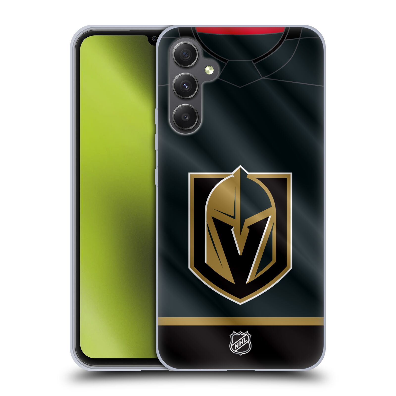 Silikonové pouzdro na mobil Samsung Galaxy A34 5G - NHL - Dres Vegas Golden Knights (Silikonový kryt, obal, pouzdro na mobilní telefon Samsung Galaxy A34 5G s licencovaným motivem NHL - Dres Vegas Golden Knights)