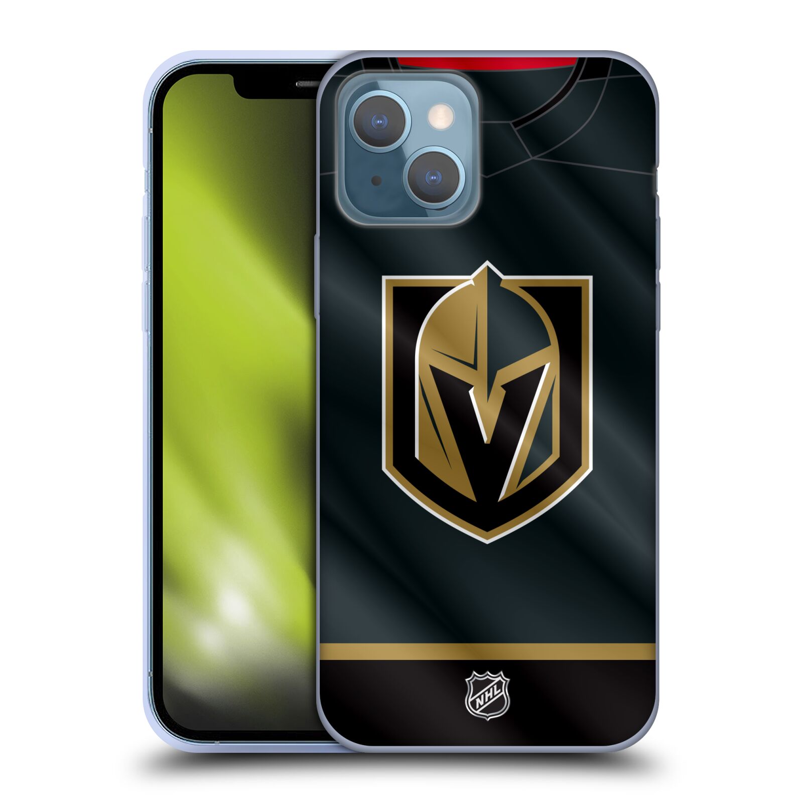 Silikonové pouzdro na mobil Apple iPhone 13 - NHL - Dres Vegas Golden Knights (Silikonový kryt, obal, pouzdro na mobilní telefon Apple iPhone 13 s licencovaným motivem NHL - Dres Vegas Golden Knights)