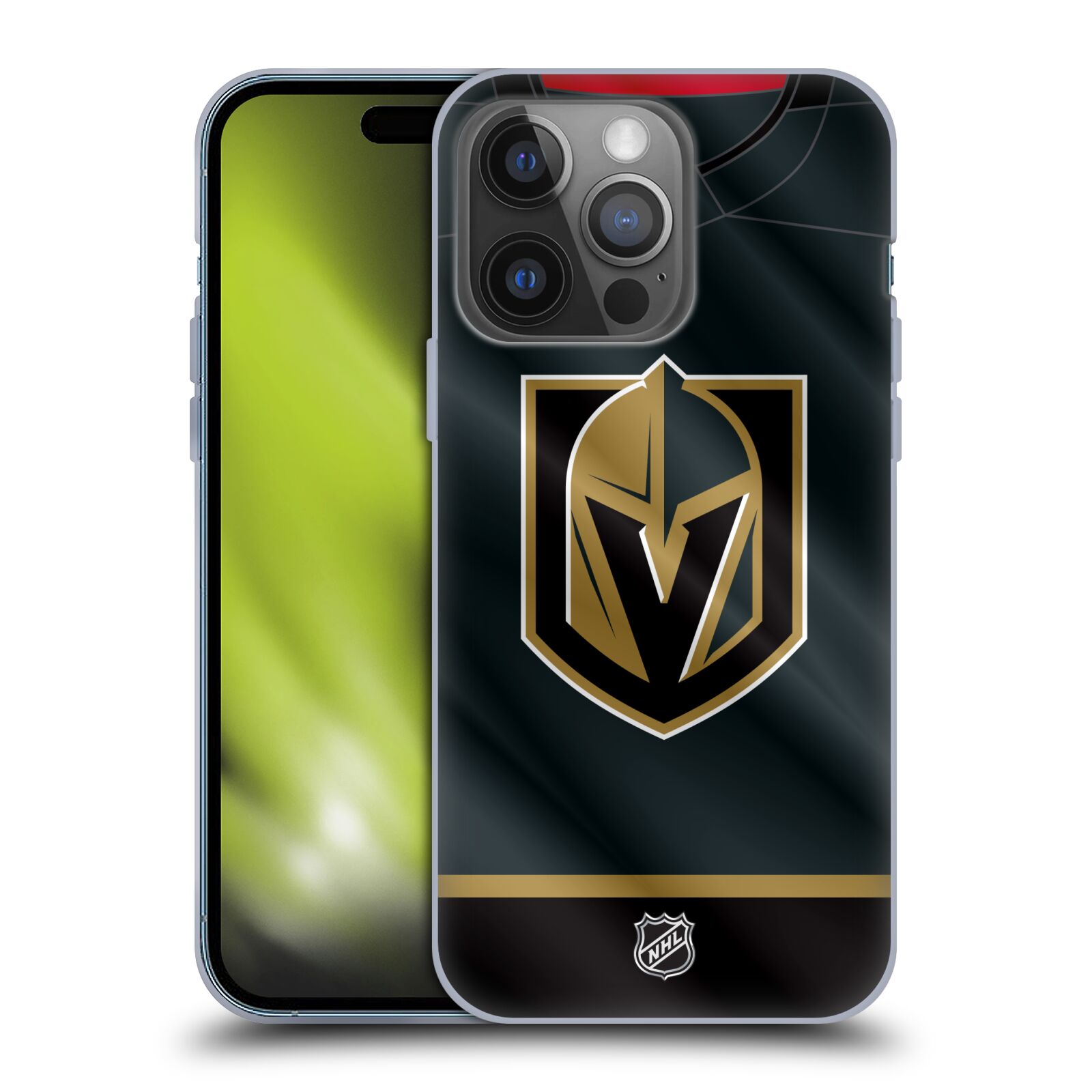 Silikonové pouzdro na mobil Apple iPhone 14 Pro - NHL - Dres Vegas Golden Knights (Silikonový kryt, obal, pouzdro na mobilní telefon Apple iPhone 14 Pro s licencovaným motivem NHL - Dres Vegas Golden Knights)