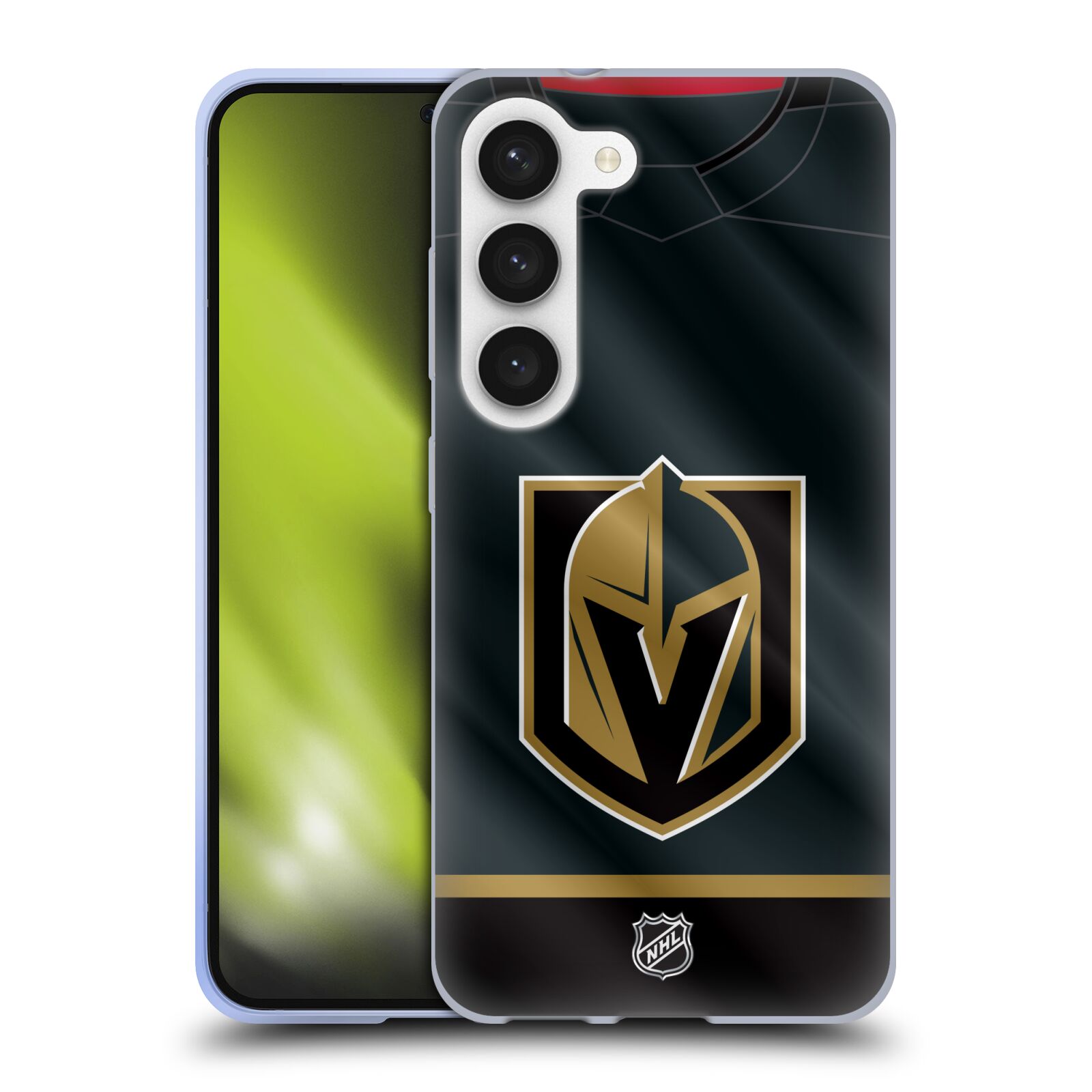 Silikonové pouzdro na mobil Samsung Galaxy S23 - NHL - Dres Vegas Golden Knights (Silikonový kryt, obal, pouzdro na mobilní telefon Samsung Galaxy S23 s licencovaným motivem NHL - Dres Vegas Golden Knights)