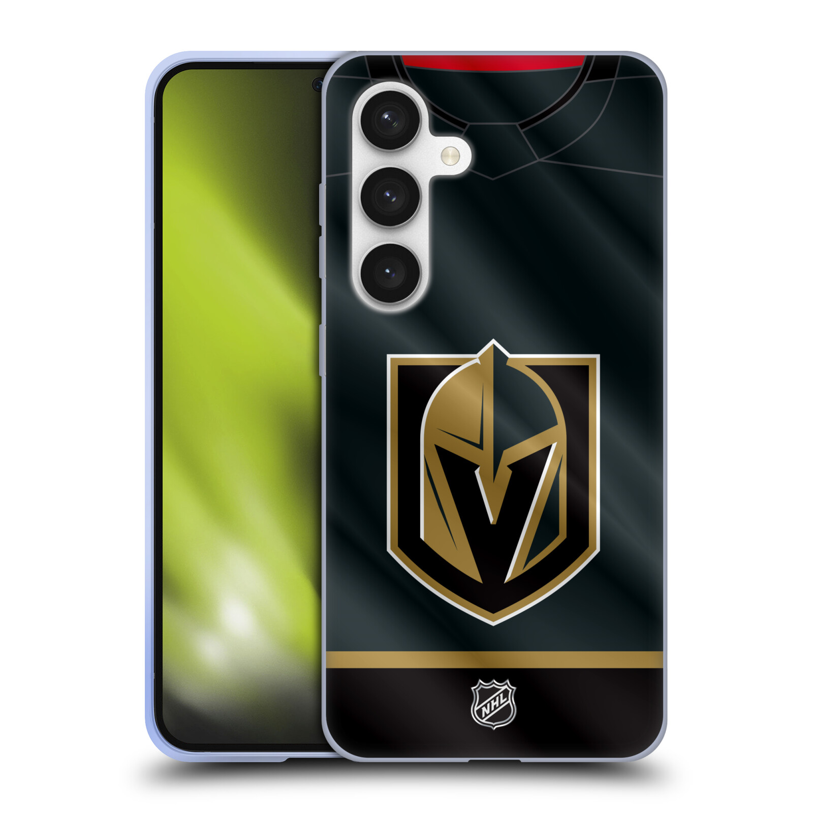 Silikonové lesklé pouzdro na mobil Samsung Galaxy S24 - NHL - Dres Vegas Golden Knights (Silikonový kryt, obal, pouzdro na mobilní telefon Samsung Galaxy S24 s licencovaným motivem NHL - Dres Vegas Golden Knights)