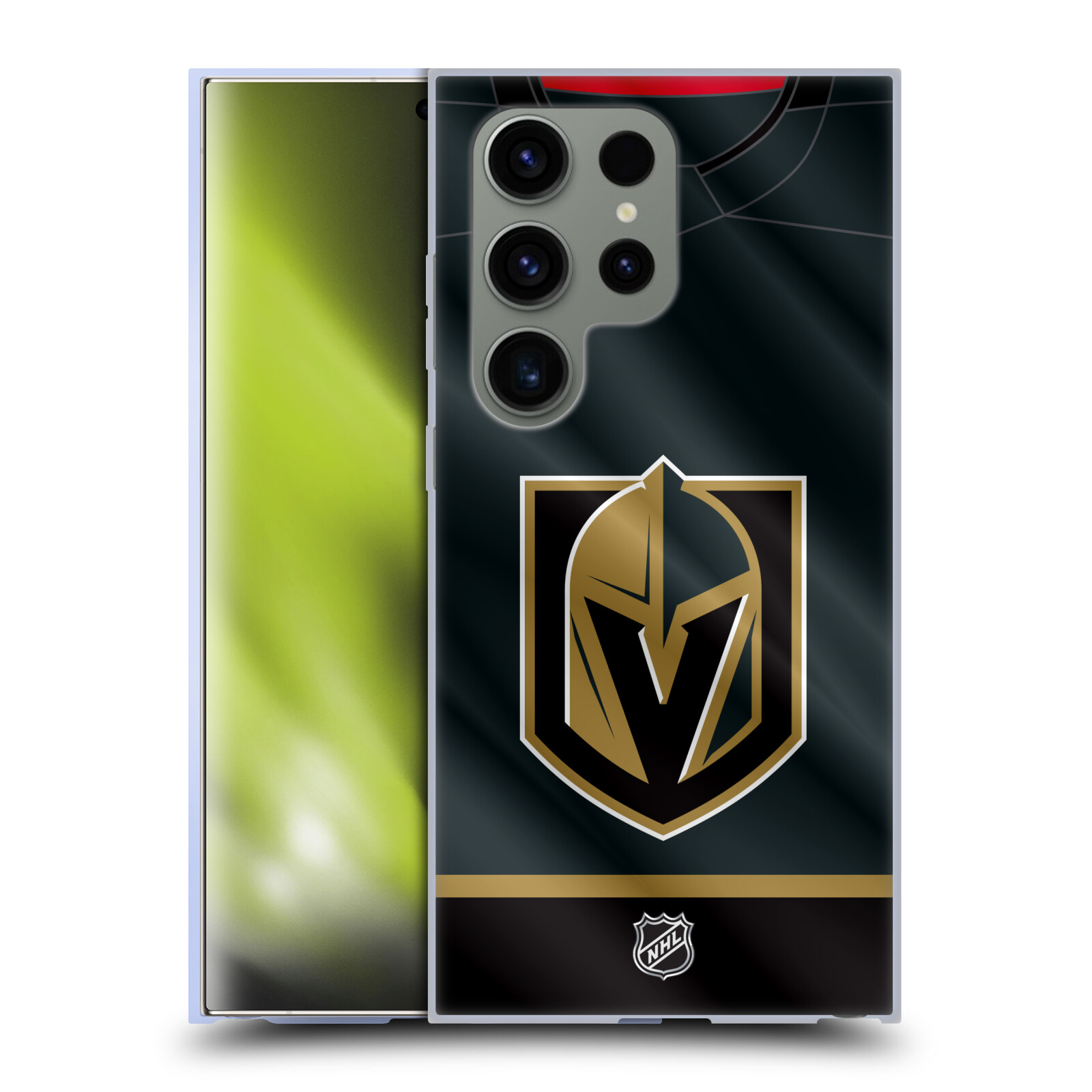 Silikonové lesklé pouzdro na mobil Samsung Galaxy S24 Ultra - NHL - Dres Vegas Golden Knights (Silikonový kryt, obal, pouzdro na mobilní telefon Samsung Galaxy S24 Ultra s licencovaným motivem NHL - Dres Vegas Golden Knights)
