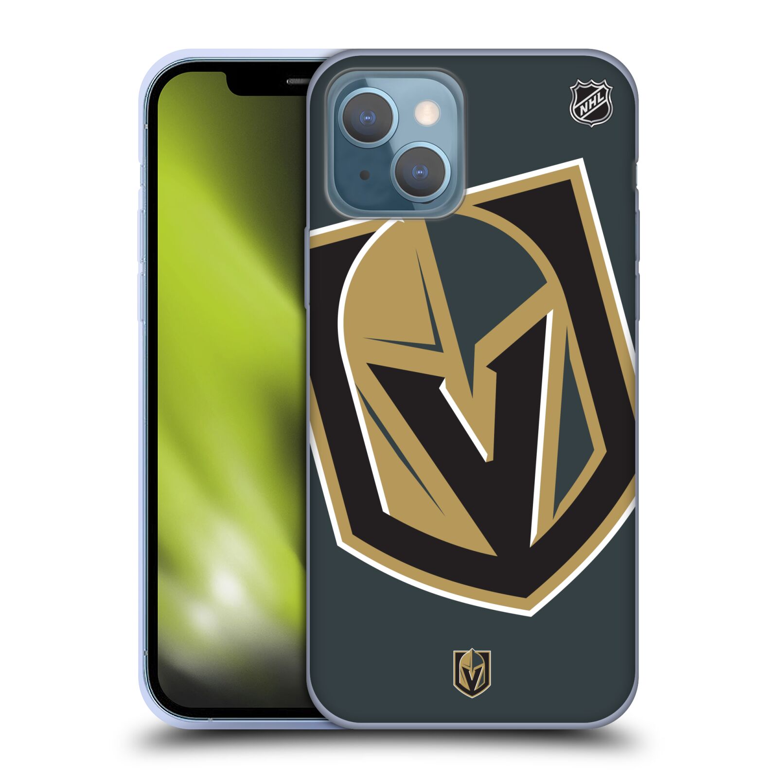 Silikonové pouzdro na mobil Apple iPhone 13 - NHL - Velké logo Vegas Golden Knights (Silikonový kryt, obal, pouzdro na mobilní telefon Apple iPhone 13 s licencovaným motivem NHL - Velké logo Vegas Golden Knights)