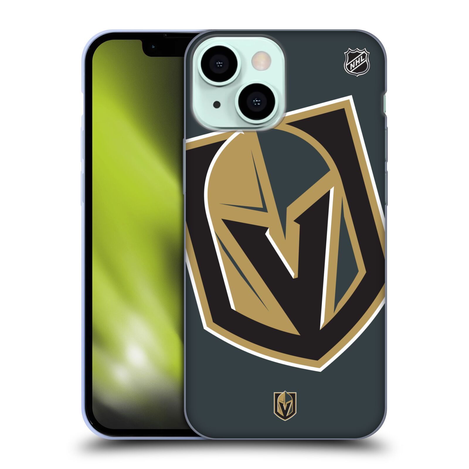 Silikonové pouzdro na mobil Apple iPhone 13 Mini - NHL - Velké logo Vegas Golden Knights (Silikonový kryt, obal, pouzdro na mobilní telefon Apple iPhone 13 Mini s licencovaným motivem NHL - Velké logo Vegas Golden Knights)
