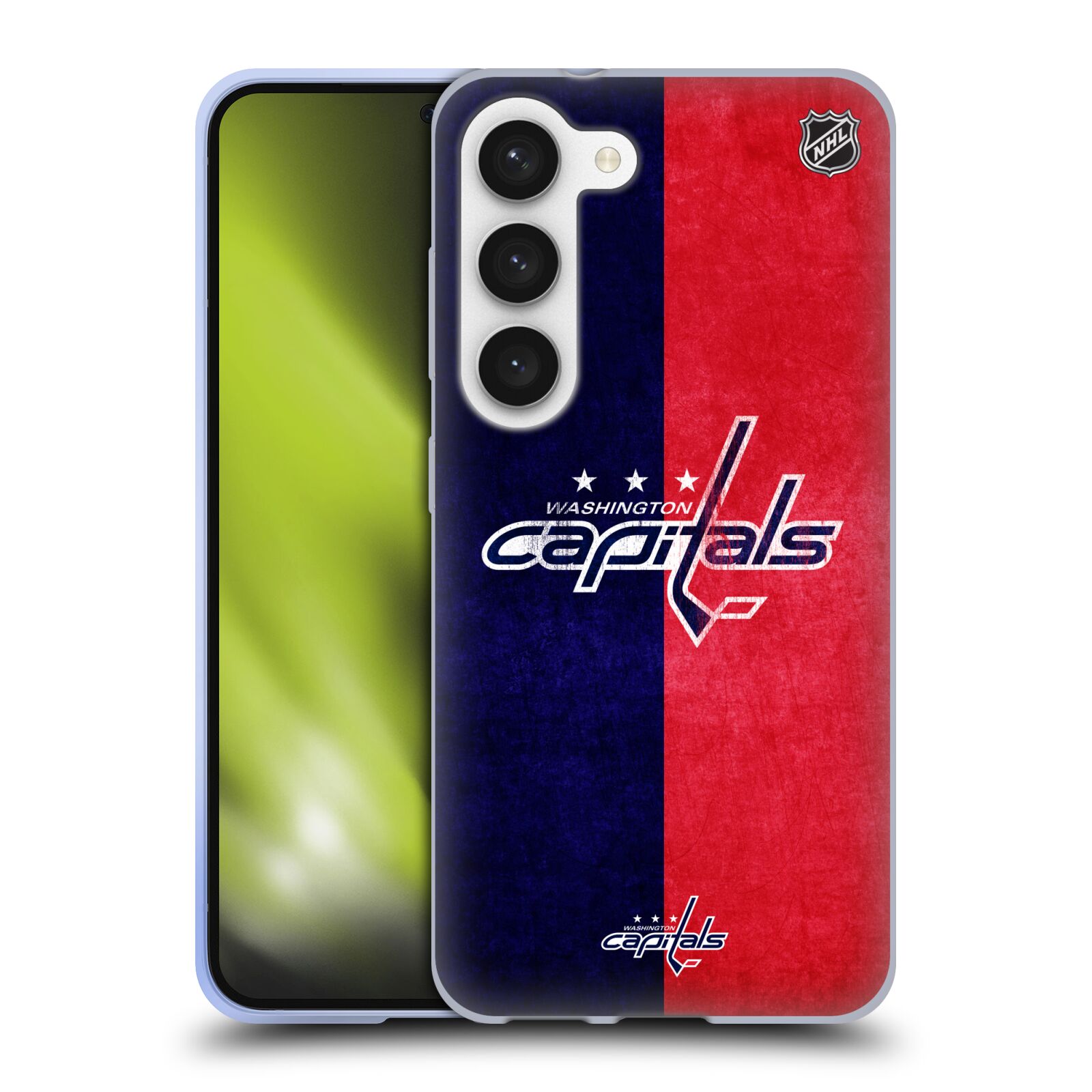 Silikonové pouzdro na mobil Samsung Galaxy S23 - NHL - Půlené logo Washington Capitals (Silikonový kryt, obal, pouzdro na mobilní telefon Samsung Galaxy S23 s licencovaným motivem NHL - Půlené logo Washington Capitals)