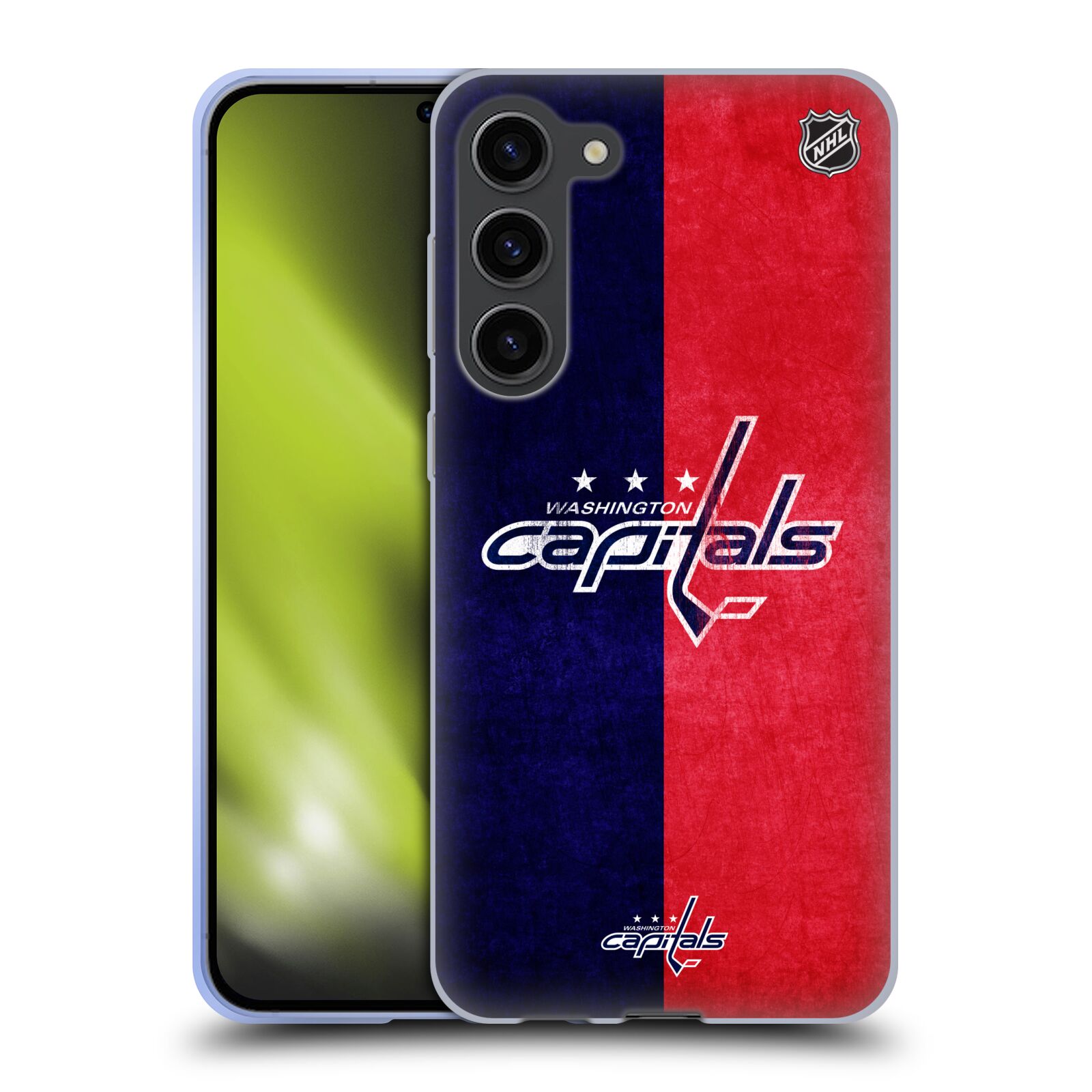 Silikonové pouzdro na mobil Samsung Galaxy S23 Plus - NHL - Půlené logo Washington Capitals (Silikonový kryt, obal, pouzdro na mobilní telefon Samsung Galaxy S23 Plus s licencovaným motivem NHL - Půlené logo Washington Capitals)