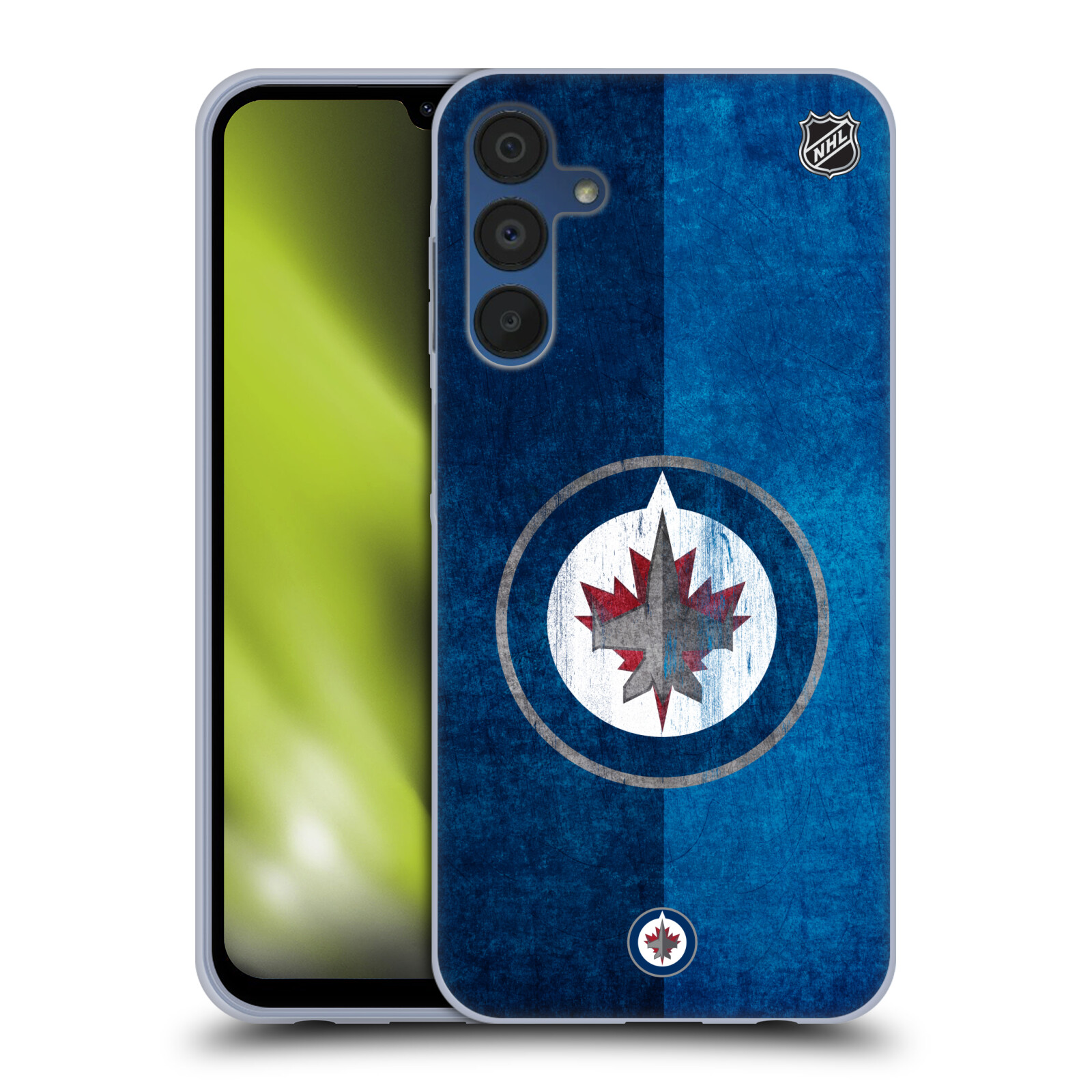 Silikonové pouzdro na mobil Samsung Galaxy A15 / A15 5G - NHL - Půlené logo Winnipeg Jets (Silikonový kryt, obal, pouzdro na mobilní telefon Samsung Galaxy A15 / A15 5G s licencovaným motivem NHL - Půlené logo Winnipeg Jets)