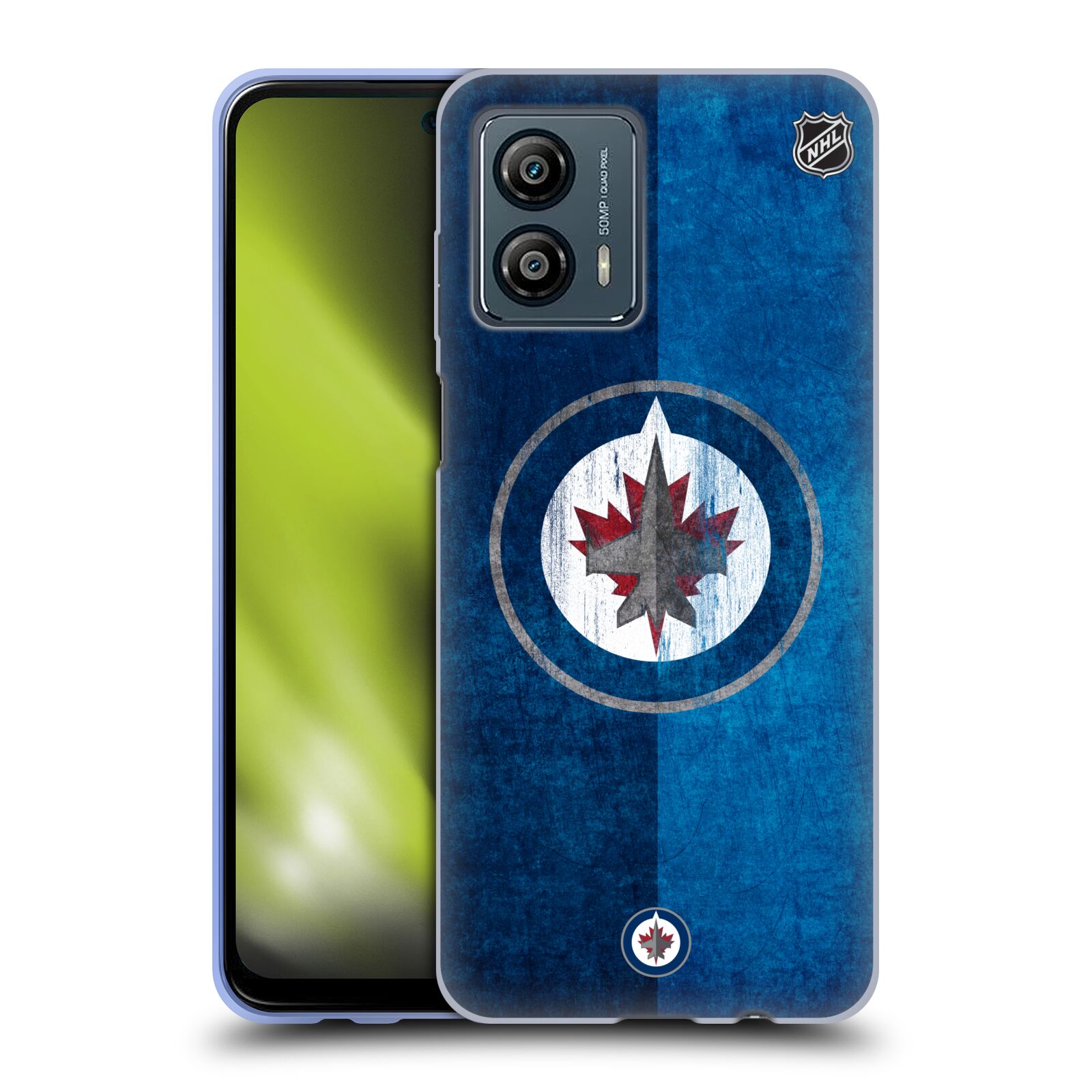Silikonové pouzdro na mobil Motorola Moto G53 5G - NHL - Půlené logo Winnipeg Jets (Silikonový kryt, obal, pouzdro na mobilní telefon Motorola Moto G53 5G s licencovaným motivem NHL - Půlené logo Winnipeg Jets)