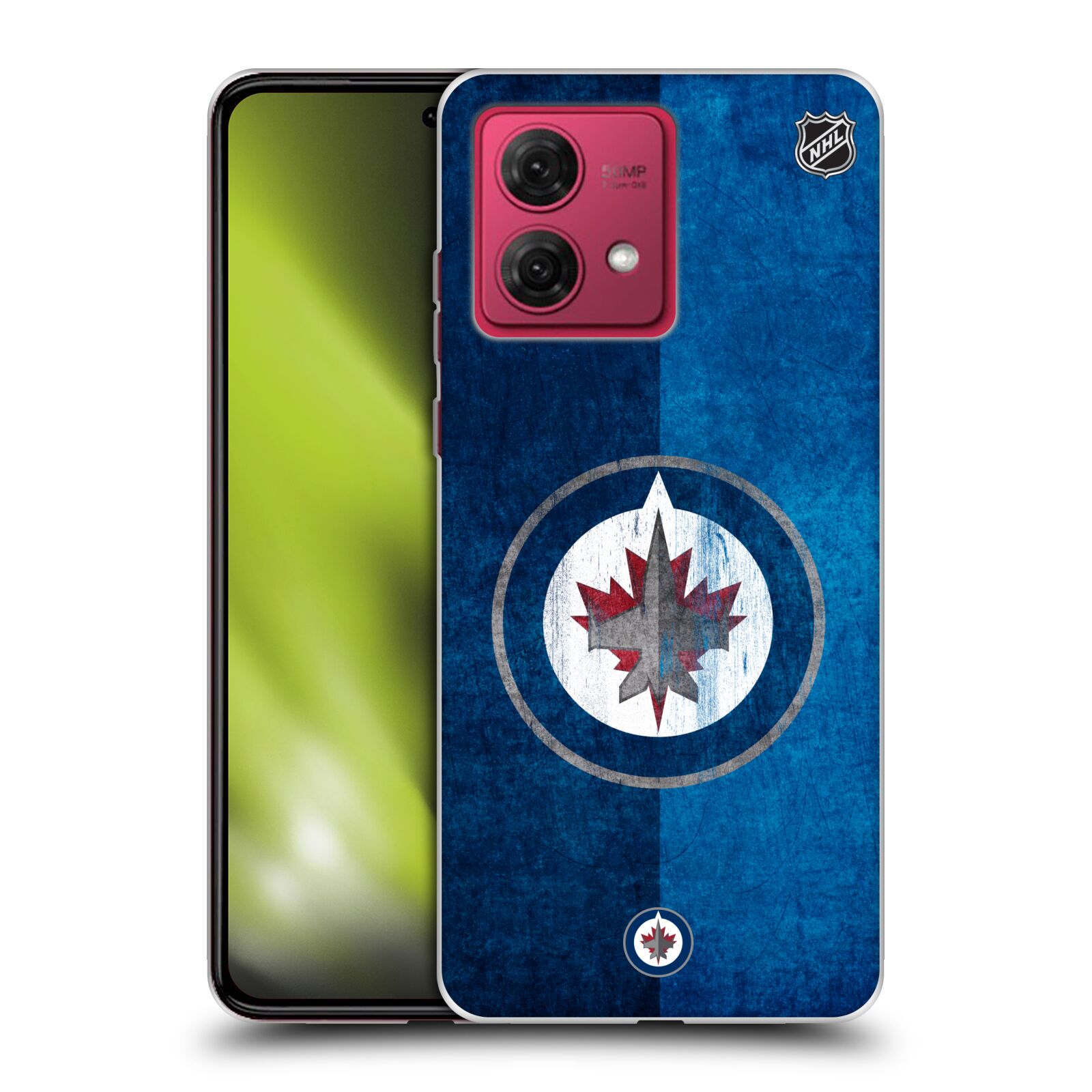 Silikonové pouzdro na mobil Motorola Moto G84 5G - NHL - Půlené logo Winnipeg Jets (Silikonový kryt, obal, pouzdro na mobilní telefon Motorola Moto G84 5G s licencovaným motivem NHL - Půlené logo Winnipeg Jets)