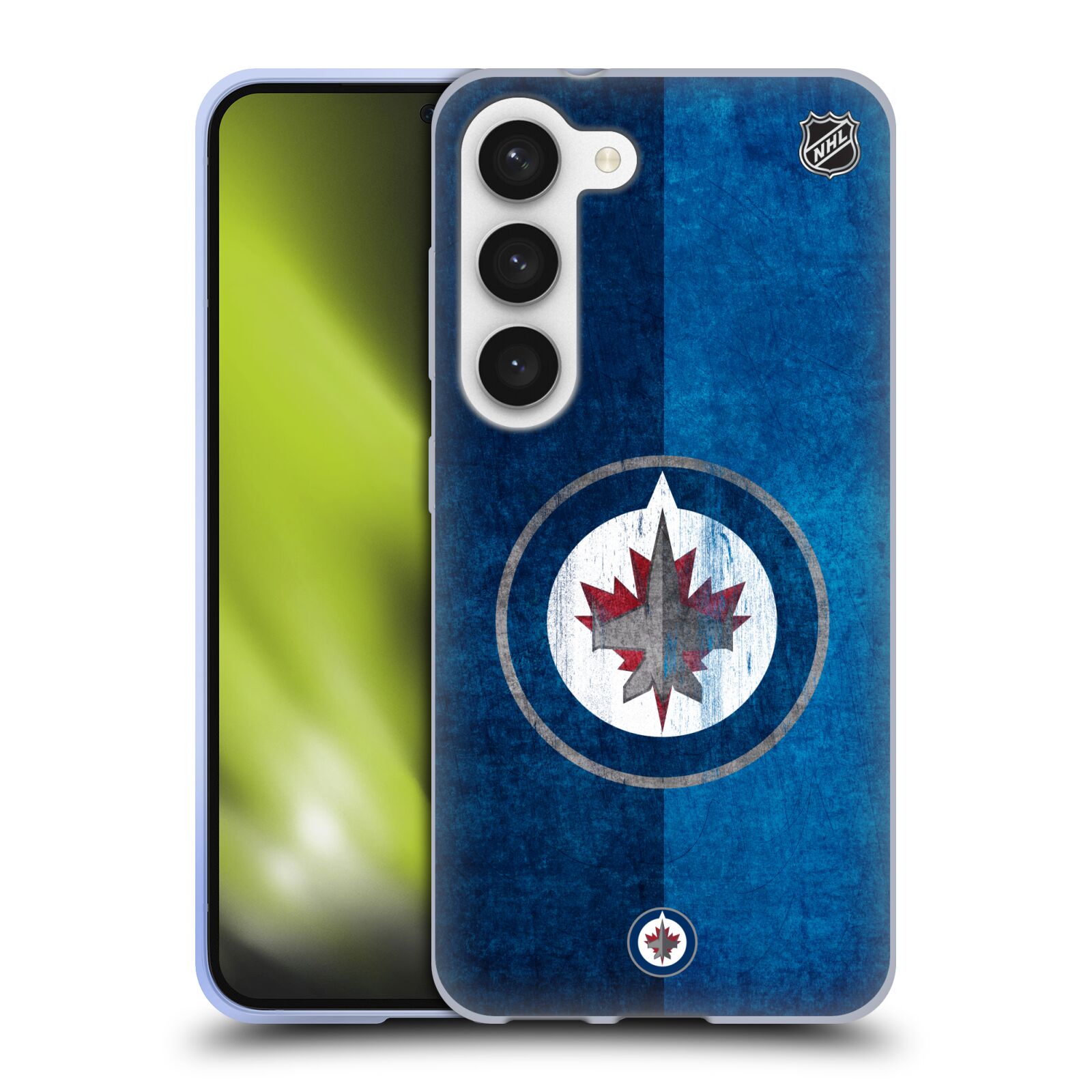 Silikonové pouzdro na mobil Samsung Galaxy S23 - NHL - Půlené logo Winnipeg Jets (Silikonový kryt, obal, pouzdro na mobilní telefon Samsung Galaxy S23 s licencovaným motivem NHL - Půlené logo Winnipeg Jets)