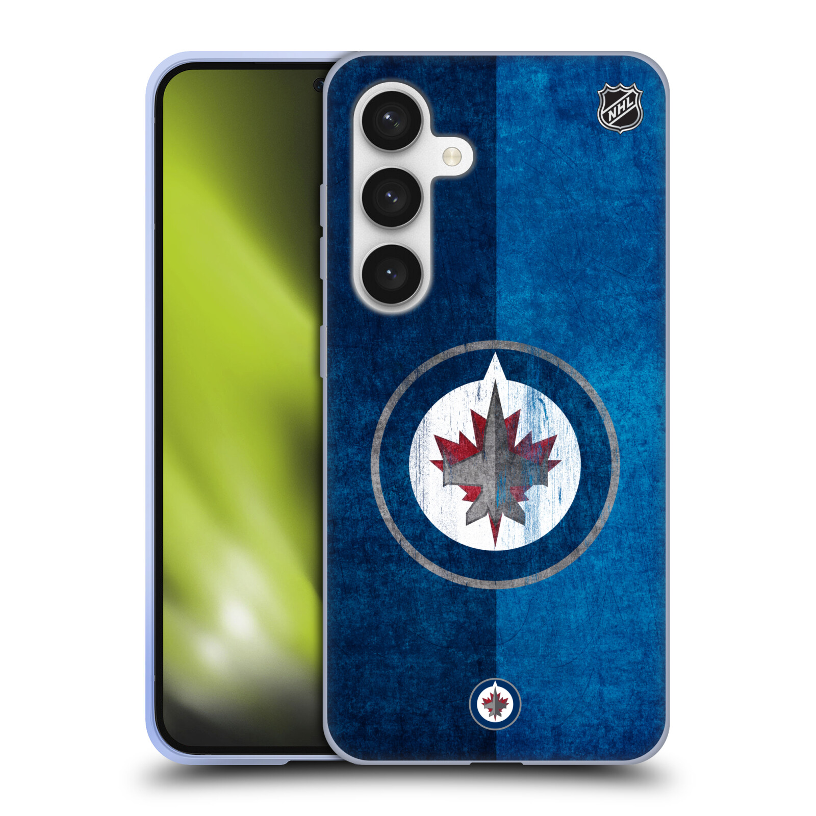 Silikonové lesklé pouzdro na mobil Samsung Galaxy S24 - NHL - Půlené logo Winnipeg Jets (Silikonový kryt, obal, pouzdro na mobilní telefon Samsung Galaxy S24 s licencovaným motivem NHL - Půlené logo Winnipeg Jets)