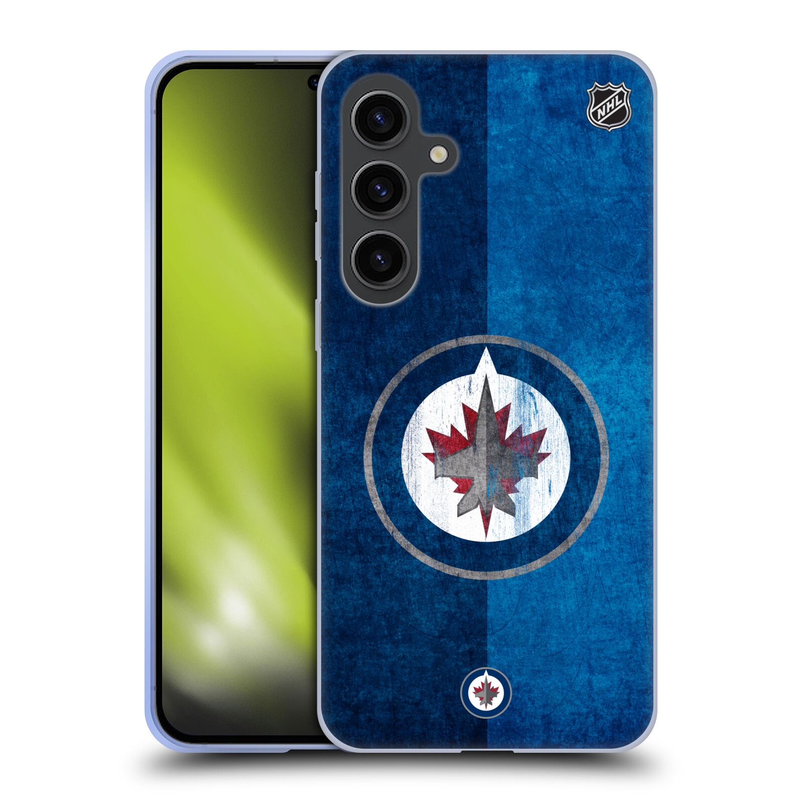 Silikonové lesklé pouzdro na mobil Samsung Galaxy S24 Plus - NHL - Půlené logo Winnipeg Jets (Silikonový kryt, obal, pouzdro na mobilní telefon Samsung Galaxy S24 Plus s licencovaným motivem NHL - Půlené logo Winnipeg Jets)