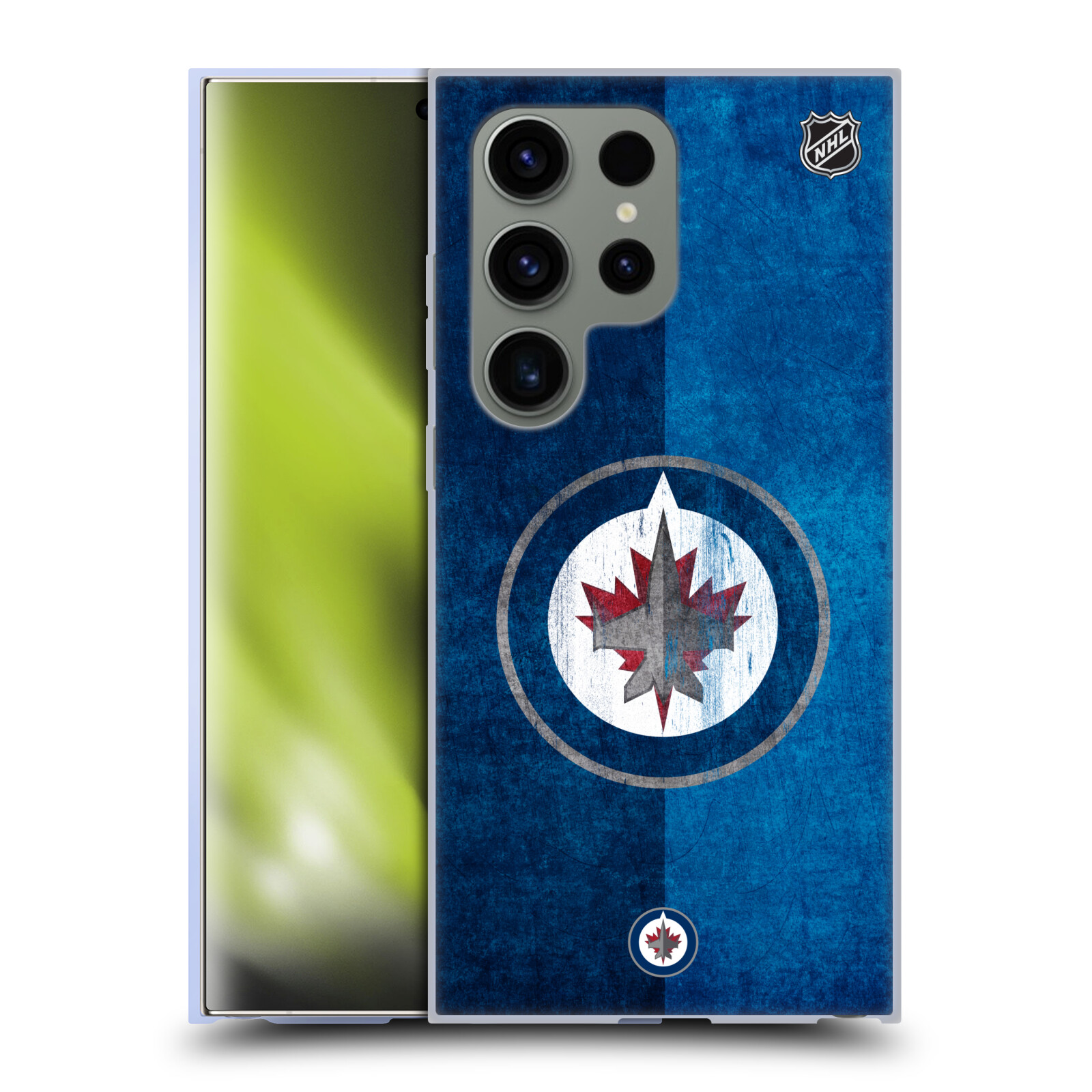 Silikonové lesklé pouzdro na mobil Samsung Galaxy S24 Ultra - NHL - Půlené logo Winnipeg Jets (Silikonový kryt, obal, pouzdro na mobilní telefon Samsung Galaxy S24 Ultra s licencovaným motivem NHL - Půlené logo Winnipeg Jets)