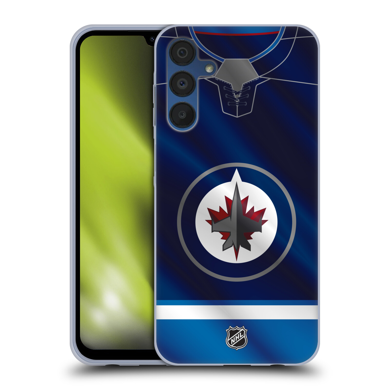 Silikonové pouzdro na mobil Samsung Galaxy A15 / A15 5G - NHL - Dres Winnipeg Jets (Silikonový kryt, obal, pouzdro na mobilní telefon Samsung Galaxy A15 / A15 5G s licencovaným motivem NHL - Dres Winnipeg Jets)