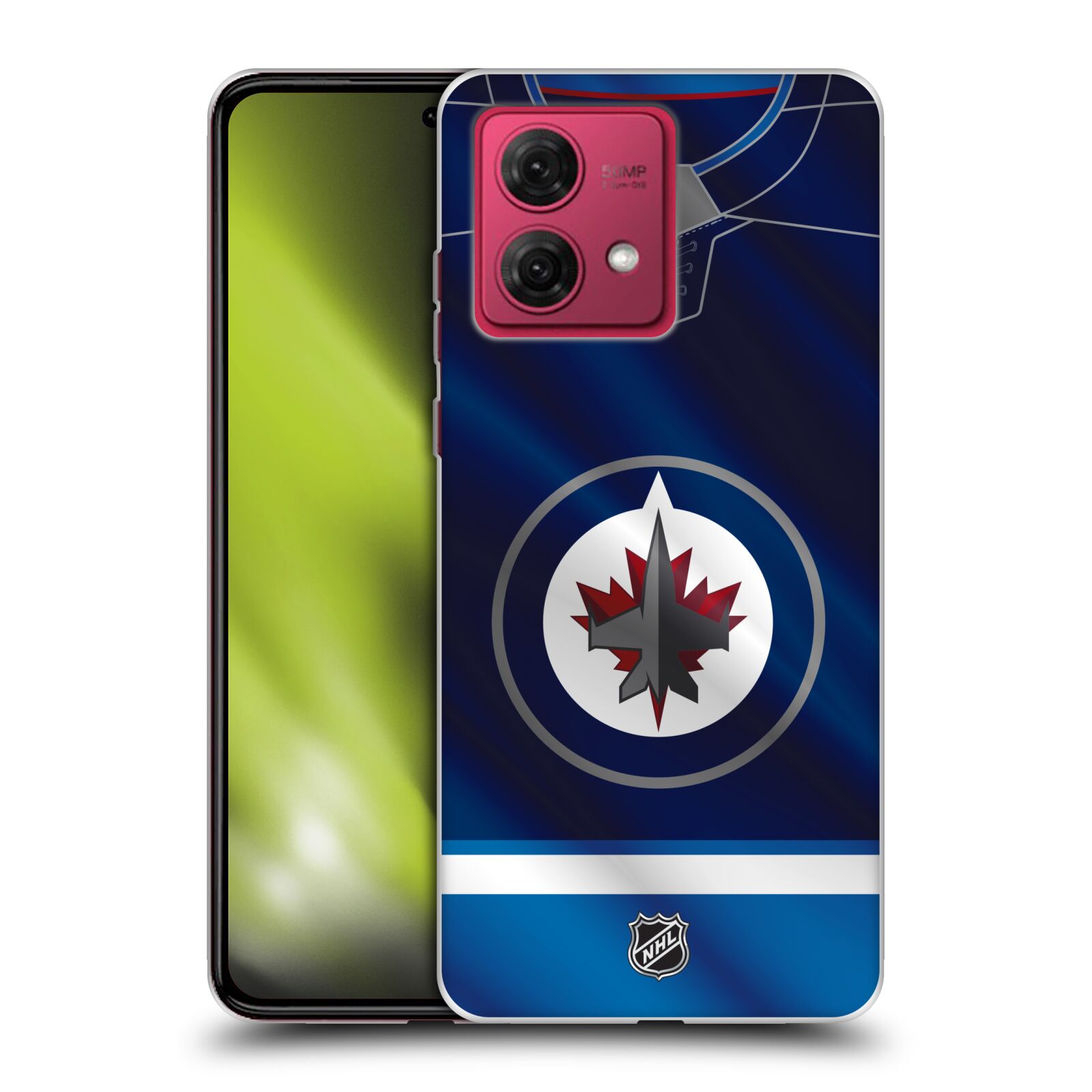 Silikonové pouzdro na mobil Motorola Moto G84 5G - NHL - Dres Winnipeg Jets (Silikonový kryt, obal, pouzdro na mobilní telefon Motorola Moto G84 5G s licencovaným motivem NHL - Dres Winnipeg Jets)