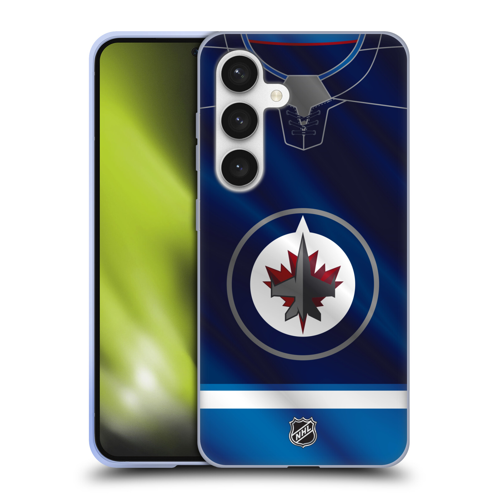 Silikonové lesklé pouzdro na mobil Samsung Galaxy S24 - NHL - Dres Winnipeg Jets (Silikonový kryt, obal, pouzdro na mobilní telefon Samsung Galaxy S24 s licencovaným motivem NHL - Dres Winnipeg Jets)