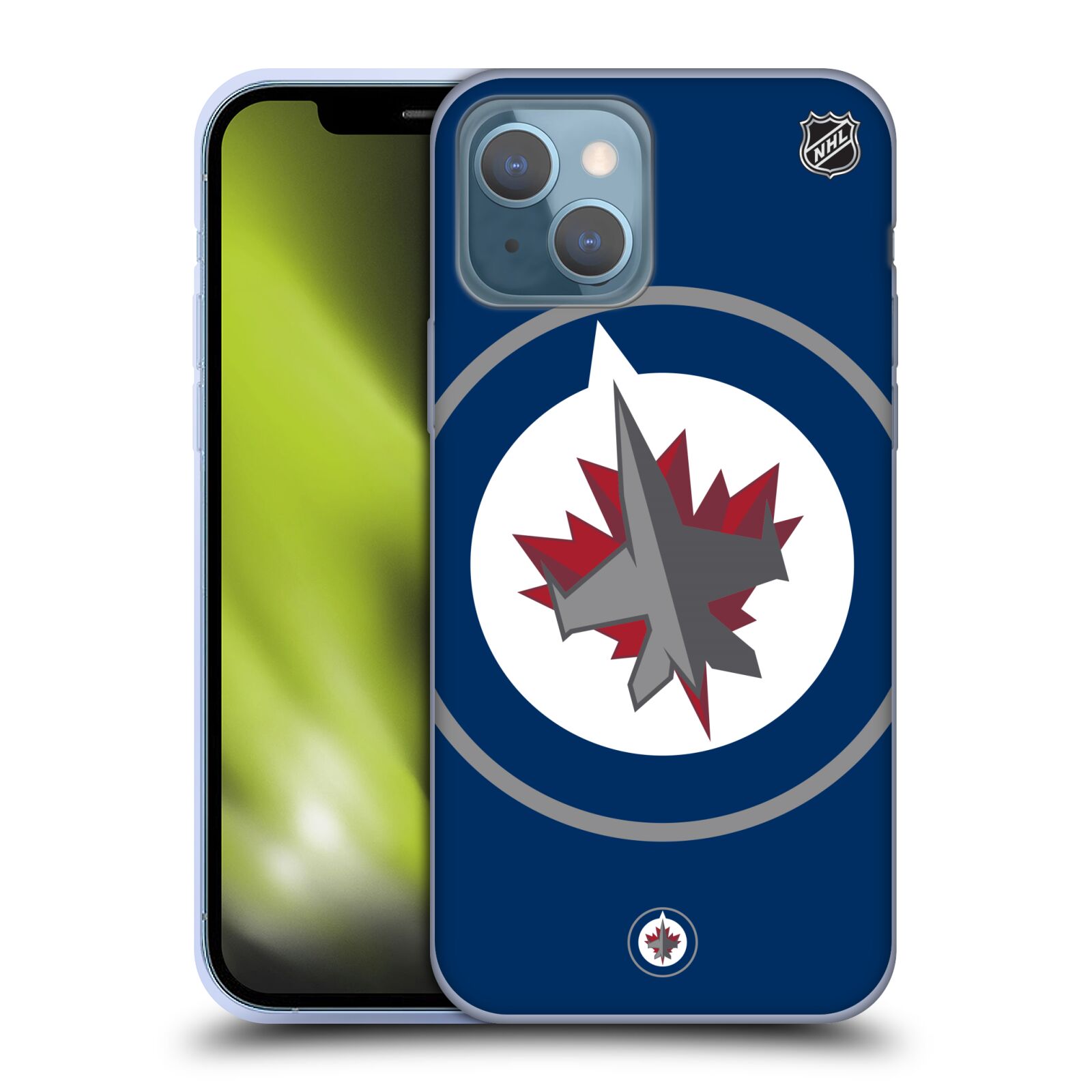 Silikonové pouzdro na mobil Apple iPhone 13 - NHL - Velké logo Winnipeg Jets (Silikonový kryt, obal, pouzdro na mobilní telefon Apple iPhone 13 s licencovaným motivem NHL - Velké logo Winnipeg Jets)