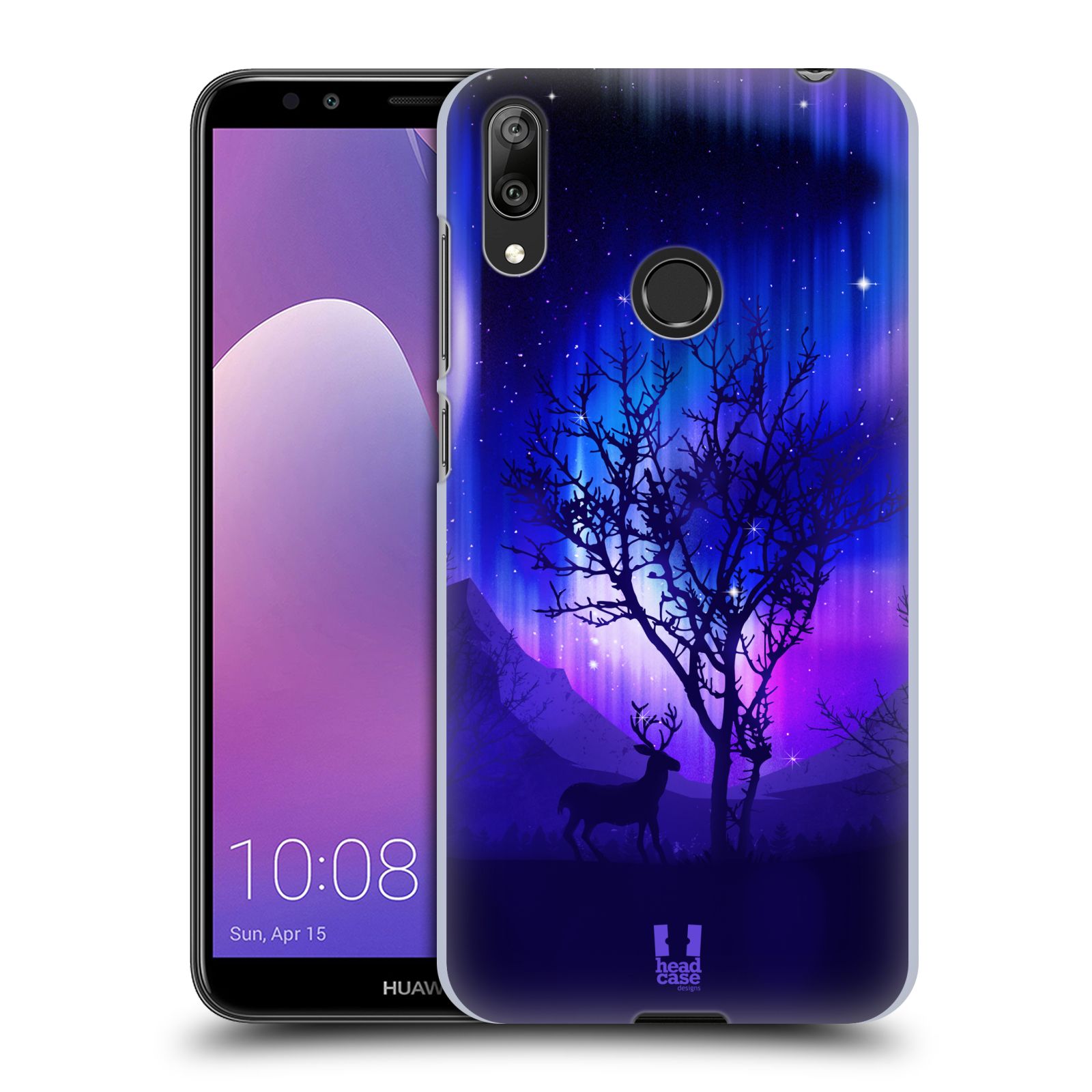 Plastové pouzdro na mobil Huawei Y7 (2019) - Head Case - POLÁRNÍ ZÁŘE STROM (Plastový kryt, pouzdro, obal na mobilní telefon Huawei Y7 2019 s motivem POLÁRNÍ ZÁŘE STROM)