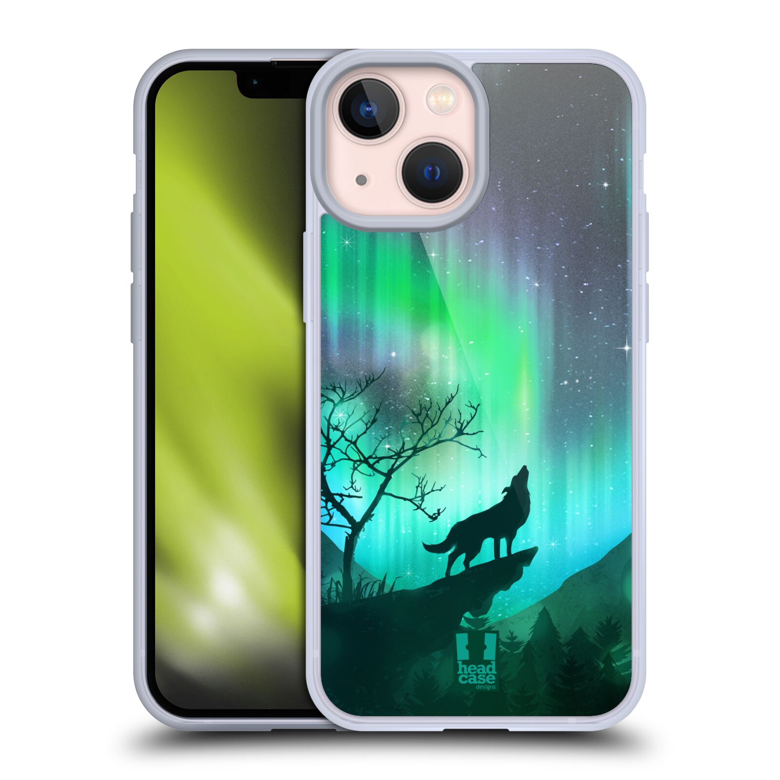 Silikonové pouzdro na mobil Apple iPhone 13 Mini - Head Case - POLÁRNÍ ZÁŘE VLK