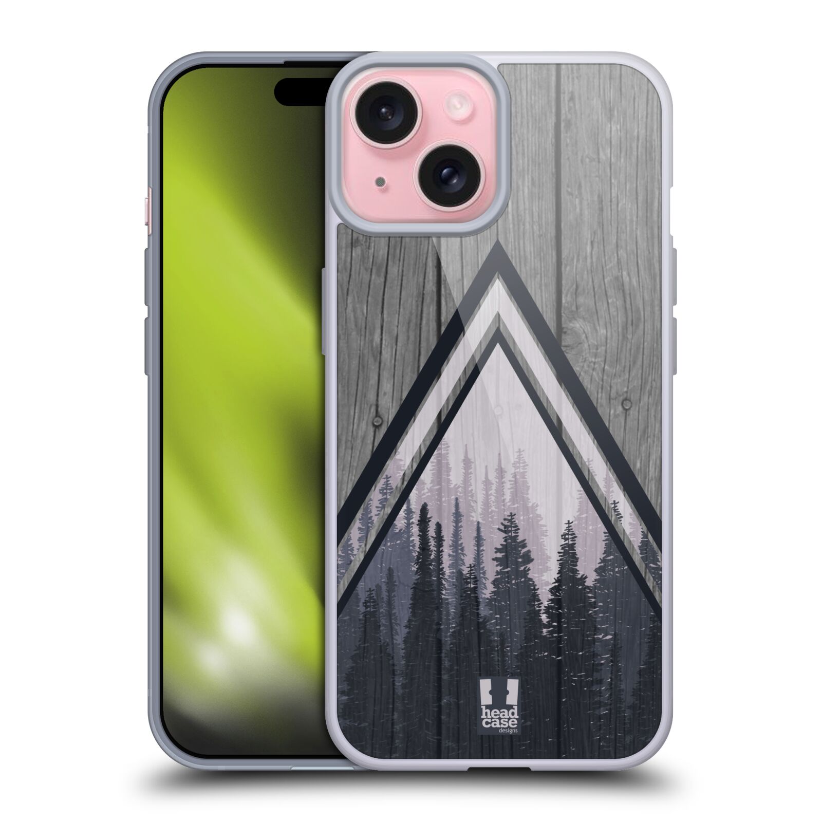 Silikonové lesklé pouzdro na mobil Apple iPhone 15 - Head Case - Dřevo a temný les (Silikonový lesklý kryt, obal, pouzdro na mobilní telefon Apple iPhone 15 s motivem Dřevo a temný les)