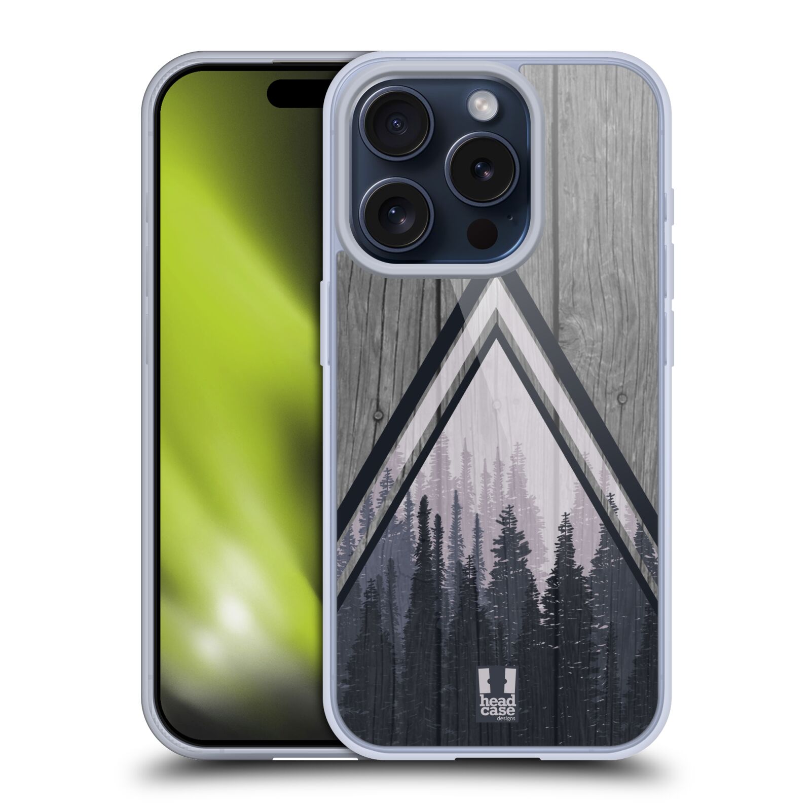 Silikonové lesklé pouzdro na mobil Apple iPhone 15 Pro - Head Case - Dřevo a temný les (Silikonový lesklý kryt, obal, pouzdro na mobilní telefon Apple iPhone 15 Pro s motivem Dřevo a temný les)