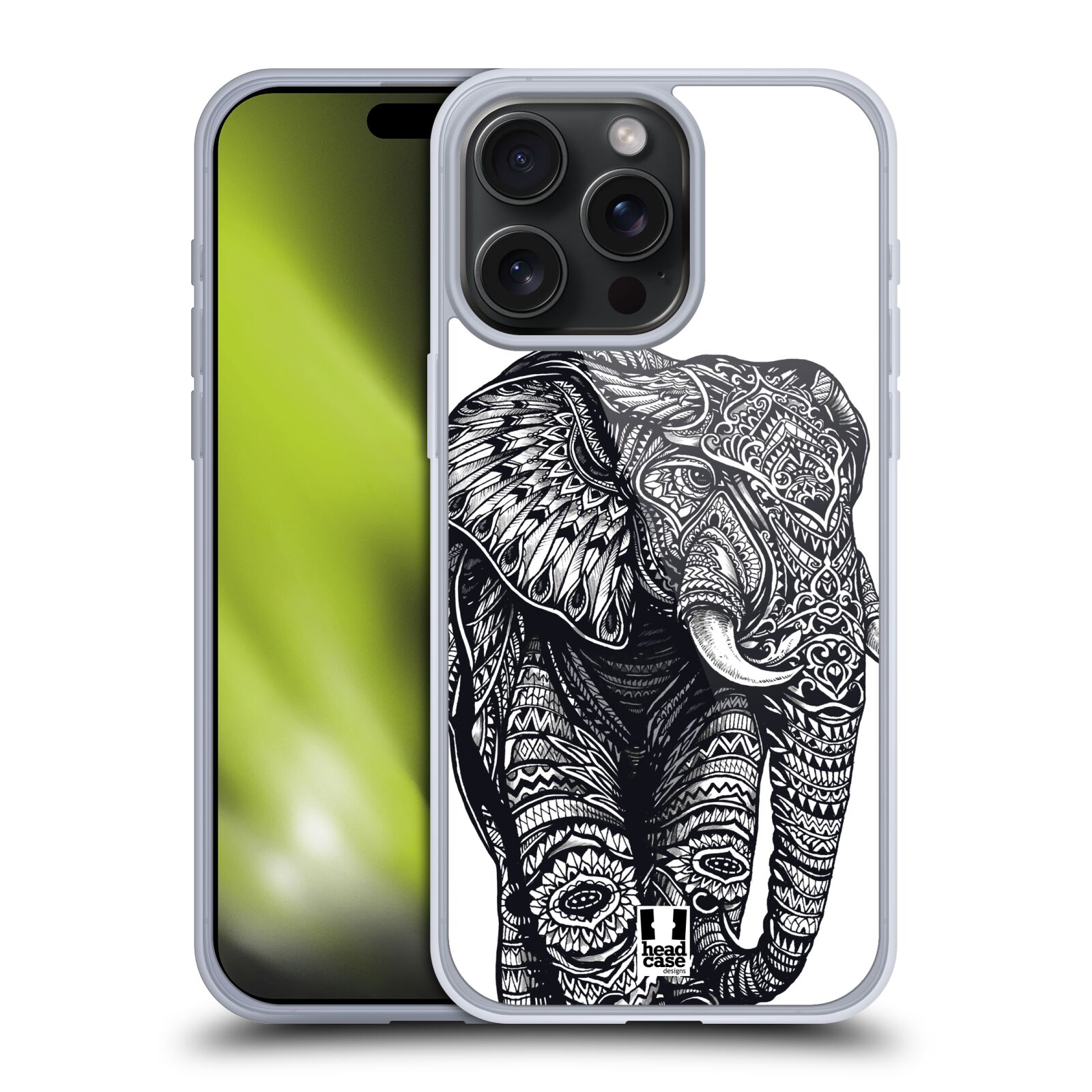Silikonové lesklé pouzdro na mobil Apple iPhone 15 Pro Max - Head Case - Zdobený Slon (Silikonový lesklý kryt, obal, pouzdro na mobilní telefon Apple iPhone 15 Pro Max s motivem Zdobený Slon)