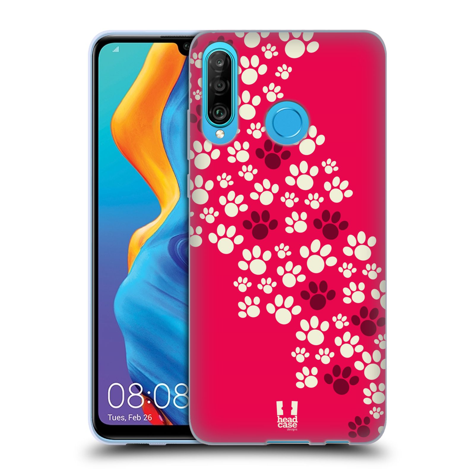 Silikonové pouzdro na mobil Huawei P30 Lite - Head Case - TLAPKY RŮŽOVÉ (Silikonový kryt, obal, pouzdro na mobilní telefon Huawei P30 Lite Dual Sim (MAR-L01A, MAR-L21A, MAR-LX1A) s motivem TLAPKY RŮŽOVÉ)