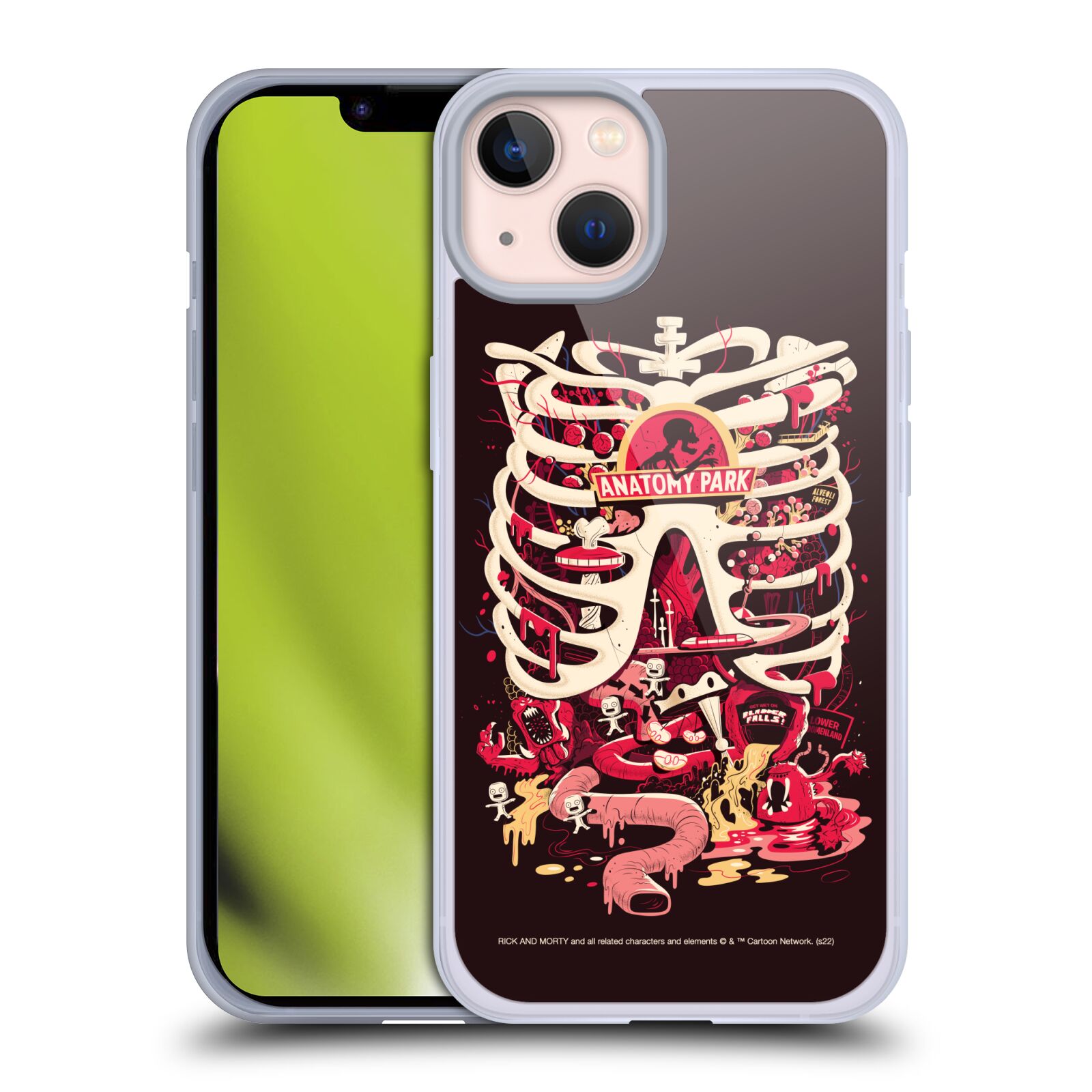 Silikonové pouzdro na mobil Apple iPhone 13 - Rick And Morty - Anatomy Park (Silikonový kryt, obal, pouzdro na mobilní telefon Apple iPhone 13 s licencovaným motivem Rick And Morty - Anatomy Park)