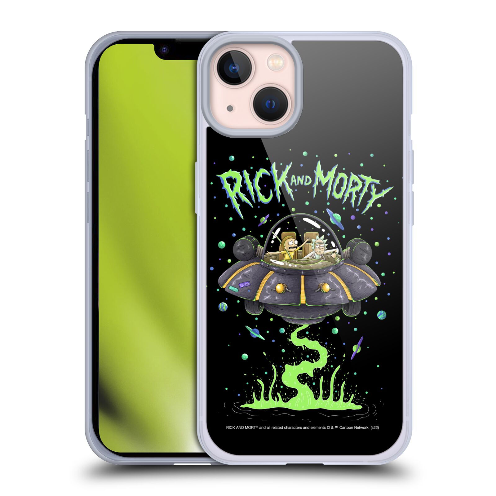 Silikonové pouzdro na mobil Apple iPhone 13 - Rick And Morty - Space Cruiser (Silikonový kryt, obal, pouzdro na mobilní telefon Apple iPhone 13 s licencovaným motivem Rick And Morty - Space Cruiser)