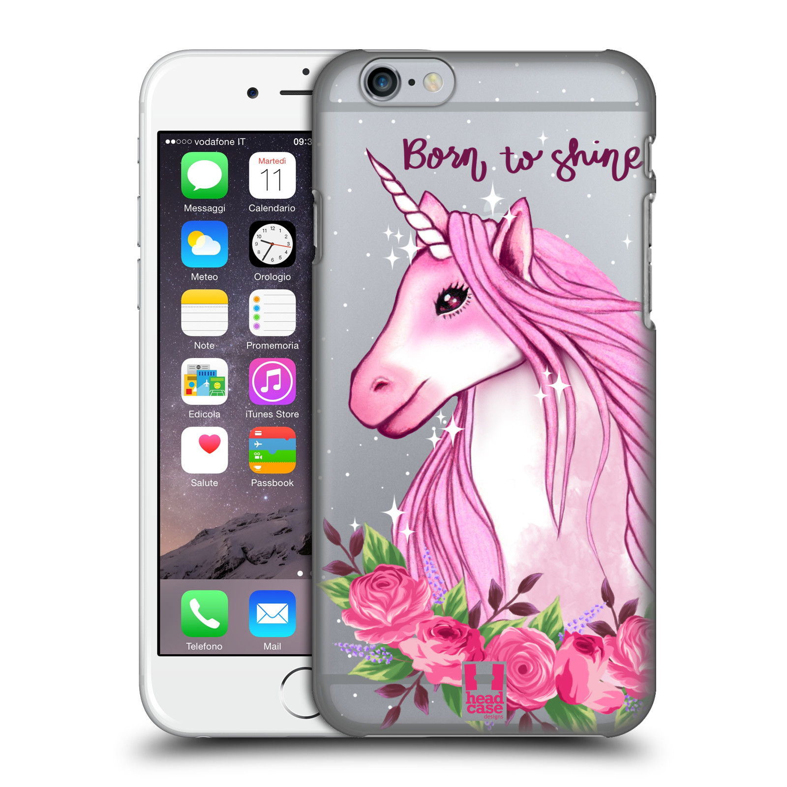 Plastové pouzdro na mobil Apple iPhone 6 - Head Case - Jednorožec - Born to shine (Plastový kryt či obal na mobilní telefon s motivem jednorožce (unicorn) pro Apple iPhone 6)