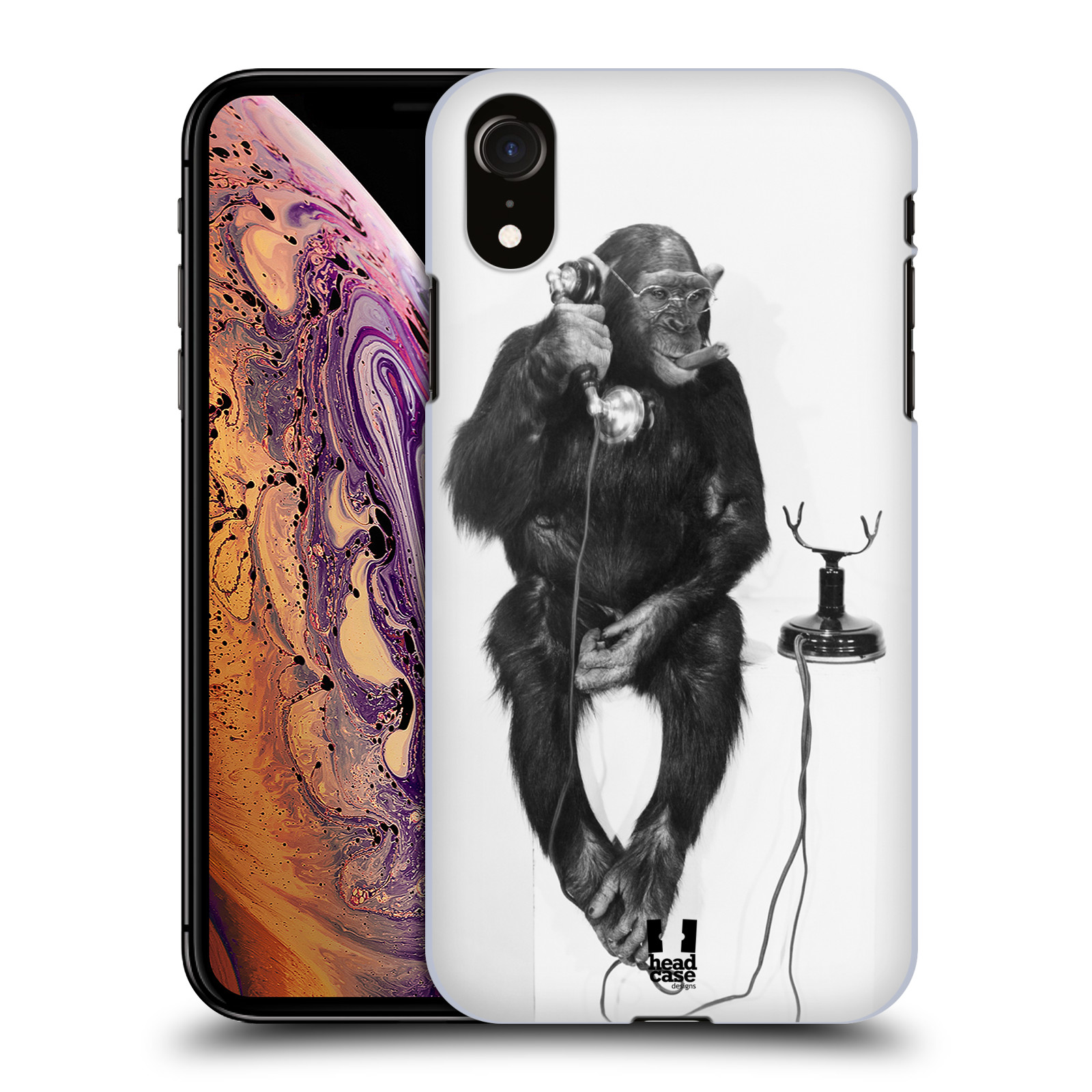 Plastové pouzdro na mobil Apple iPhone XR - Head Case - OPIČÁK S TELEFONEM