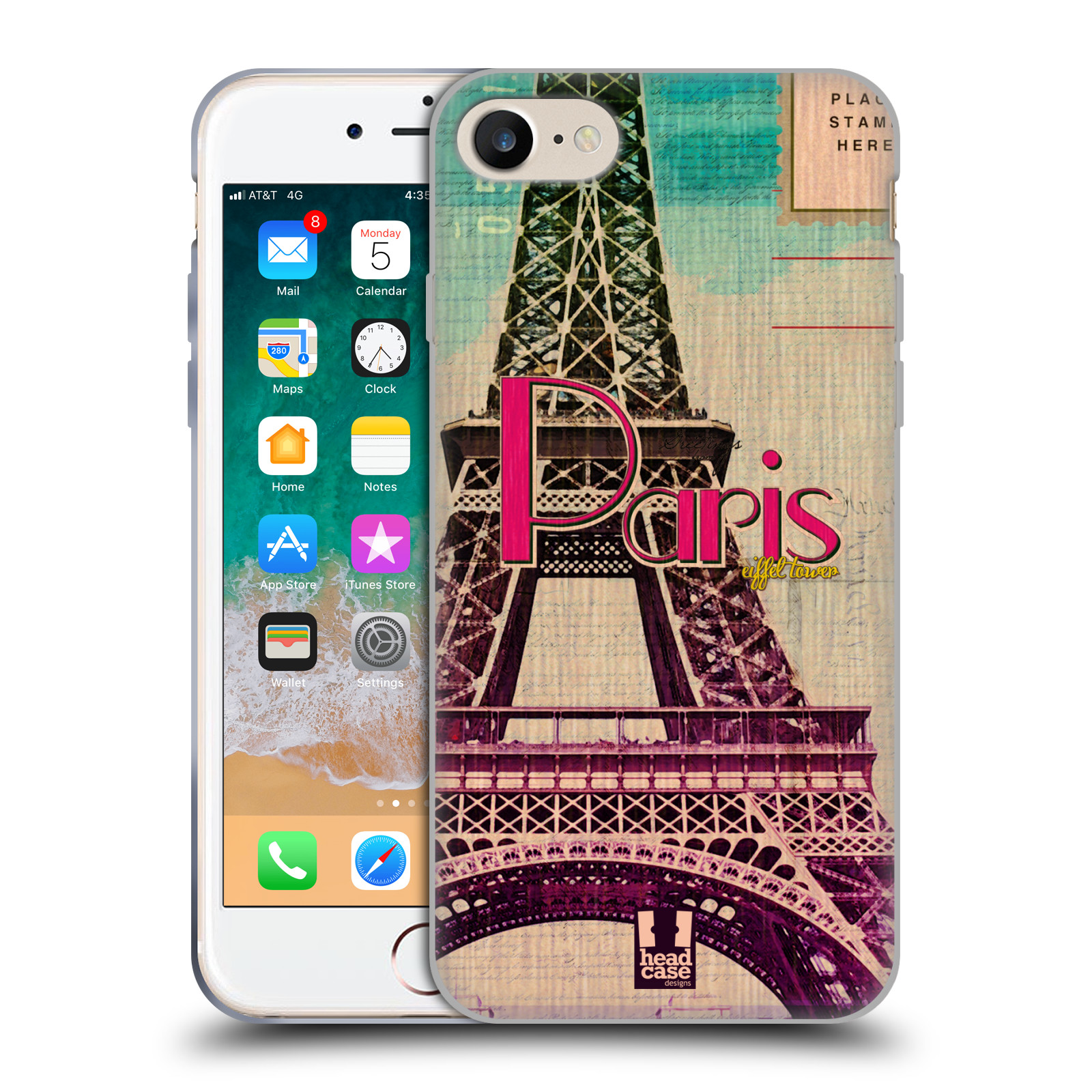 Silikonové pouzdro na mobil Apple iPhone 7 HEAD CASE PARIS VINTAGE (Silikonový kryt či obal na mobilní telefon Apple iPhone 7)